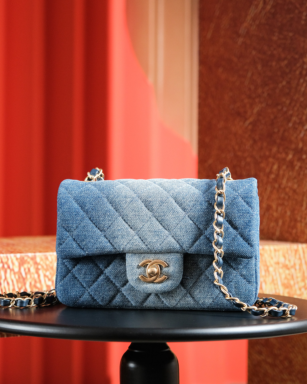 NIGO Chanel Women's Classic Gold Buckle Chain Blue Gradient Denim Flap Shoulder Crossbody Bag Bags #nigo72564