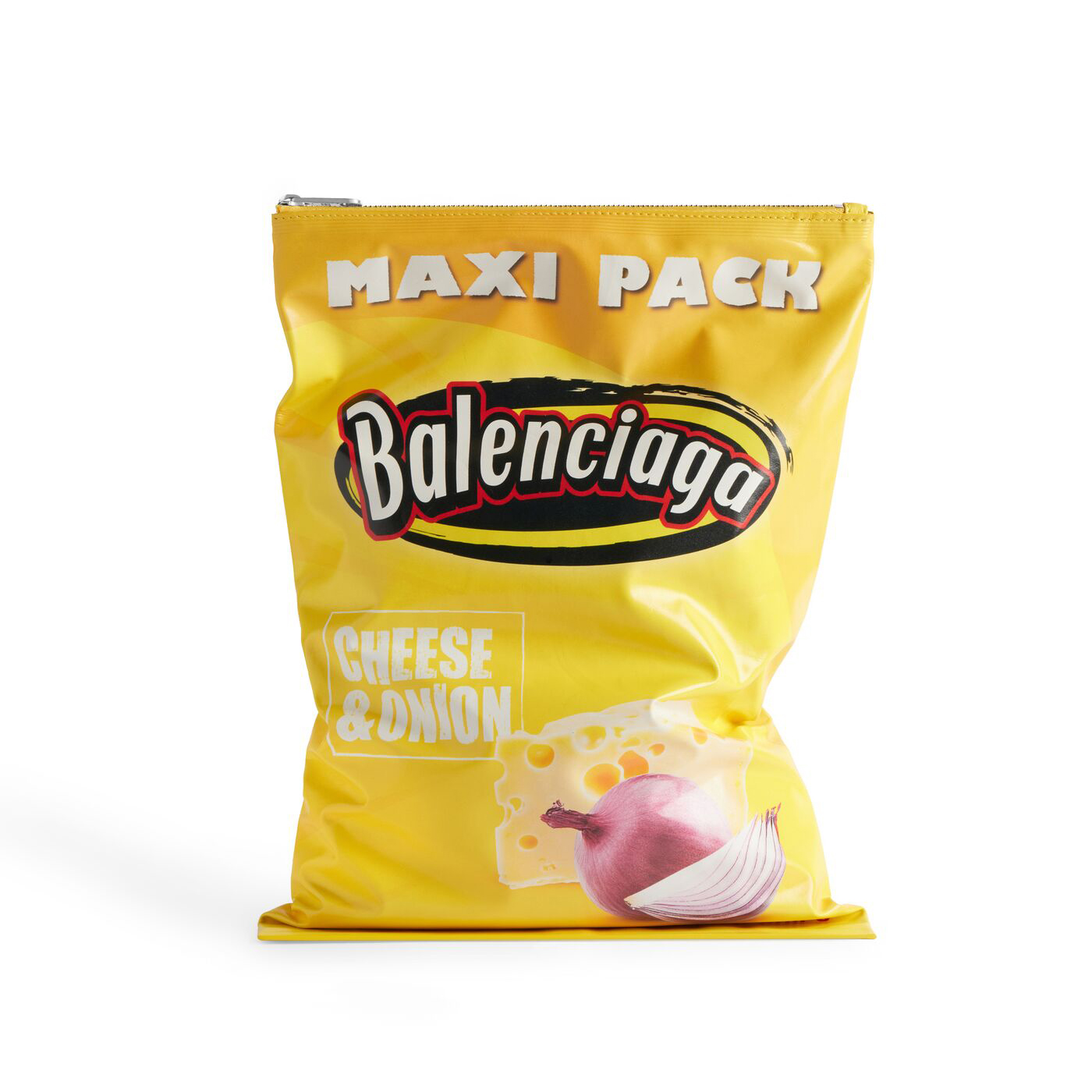 NIGO Balenciaga Yellow Cowhide Zipper Potato Chips Tote Clutch Bag #nigo72571