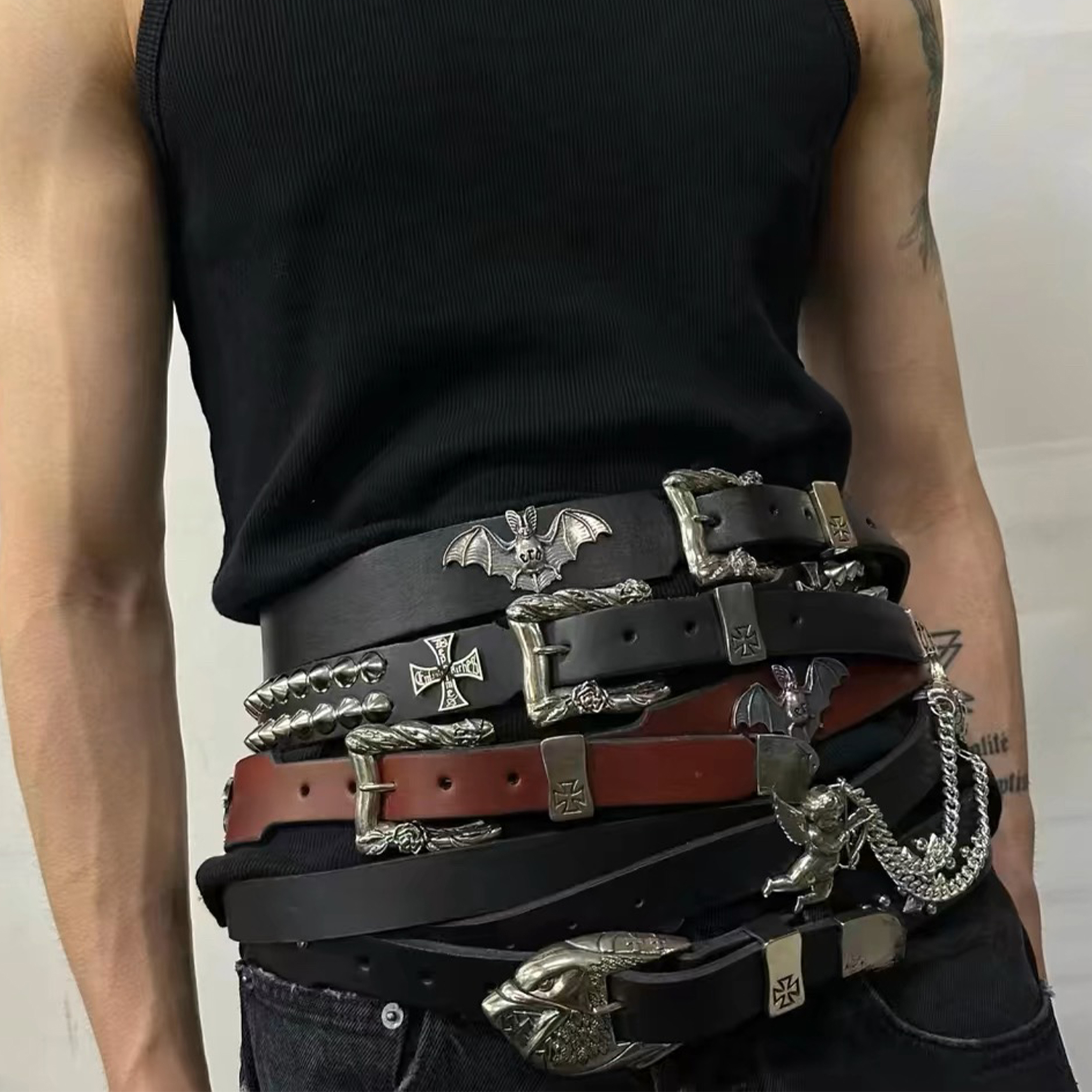 NIGO Enfants Riches Deprimes Men's And Women's Cool Trend Metal Decorative Belt Do Old Retro Fashion Color Blocking Belt Accessories Ngvp #nigo8916