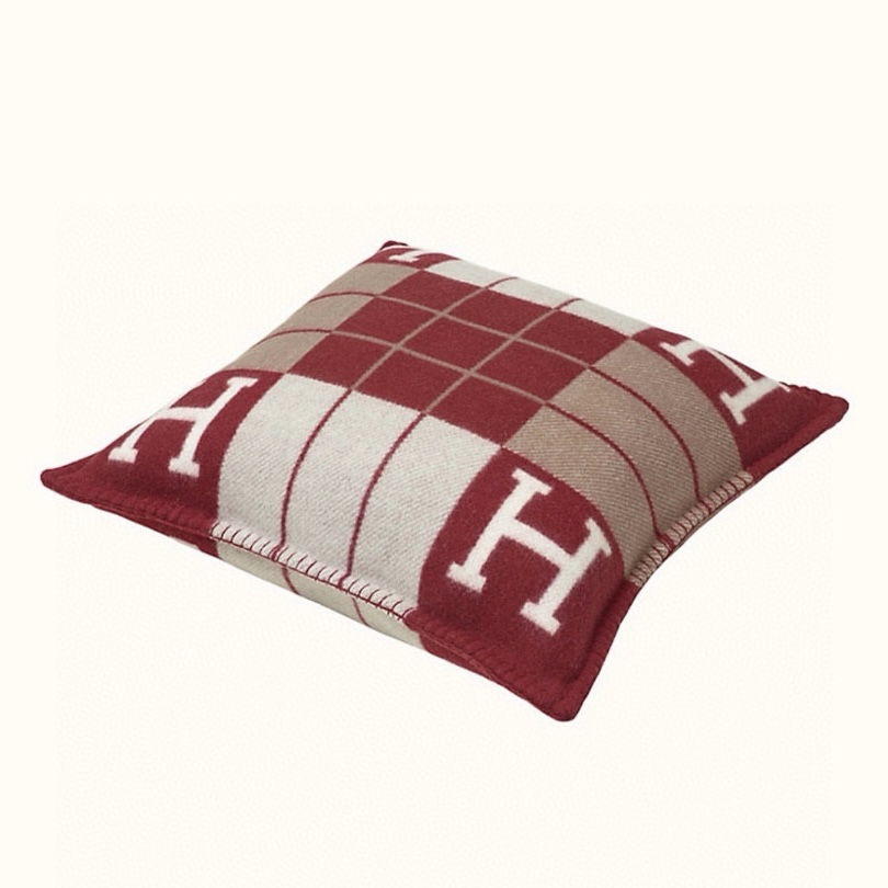 NIGO Hermes Colorblocked Checkered Logo Cozy Fashion Wool Pillow Simple Elegant Lightweight Home Decoration #nigo71386