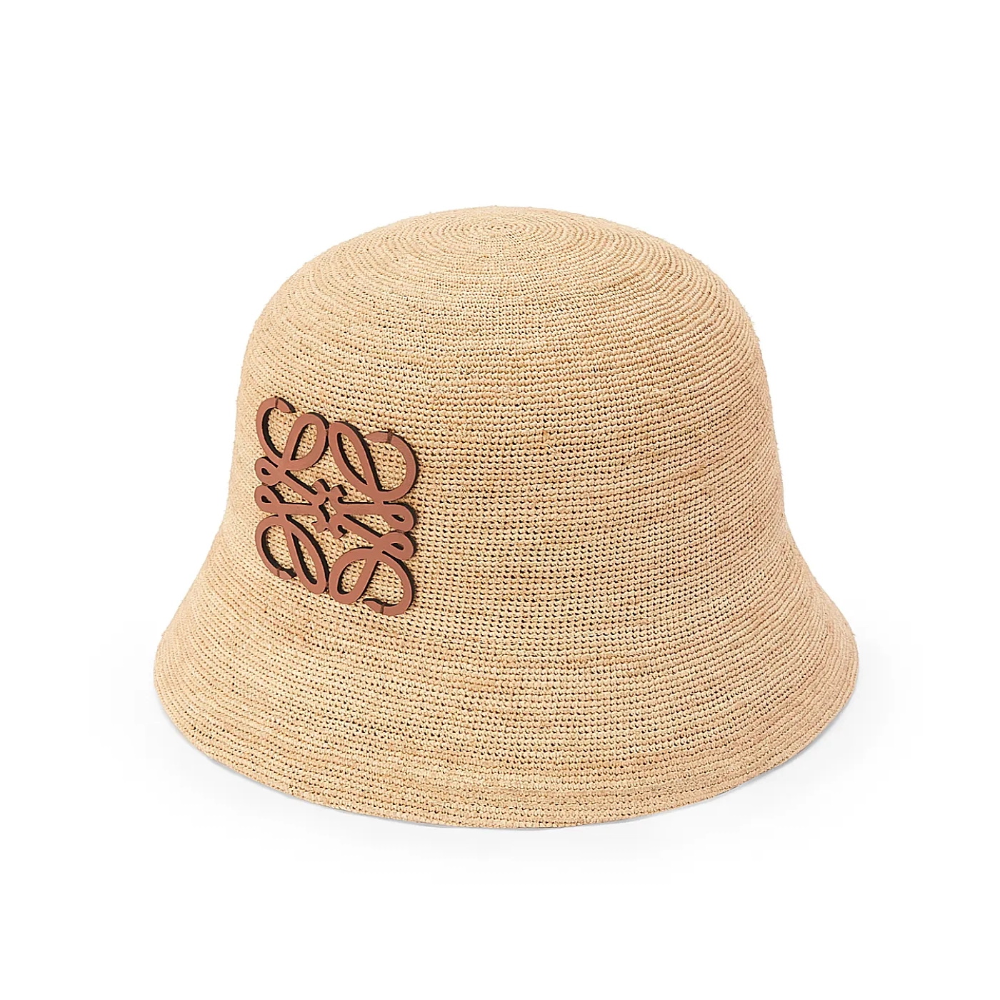 NIGO Loewe Women's Khaki Raffia And Cowhide Bucket Hat Flat Cap Large Brim Hat (color Please Contact Customer Service To Determine) #nigo72593