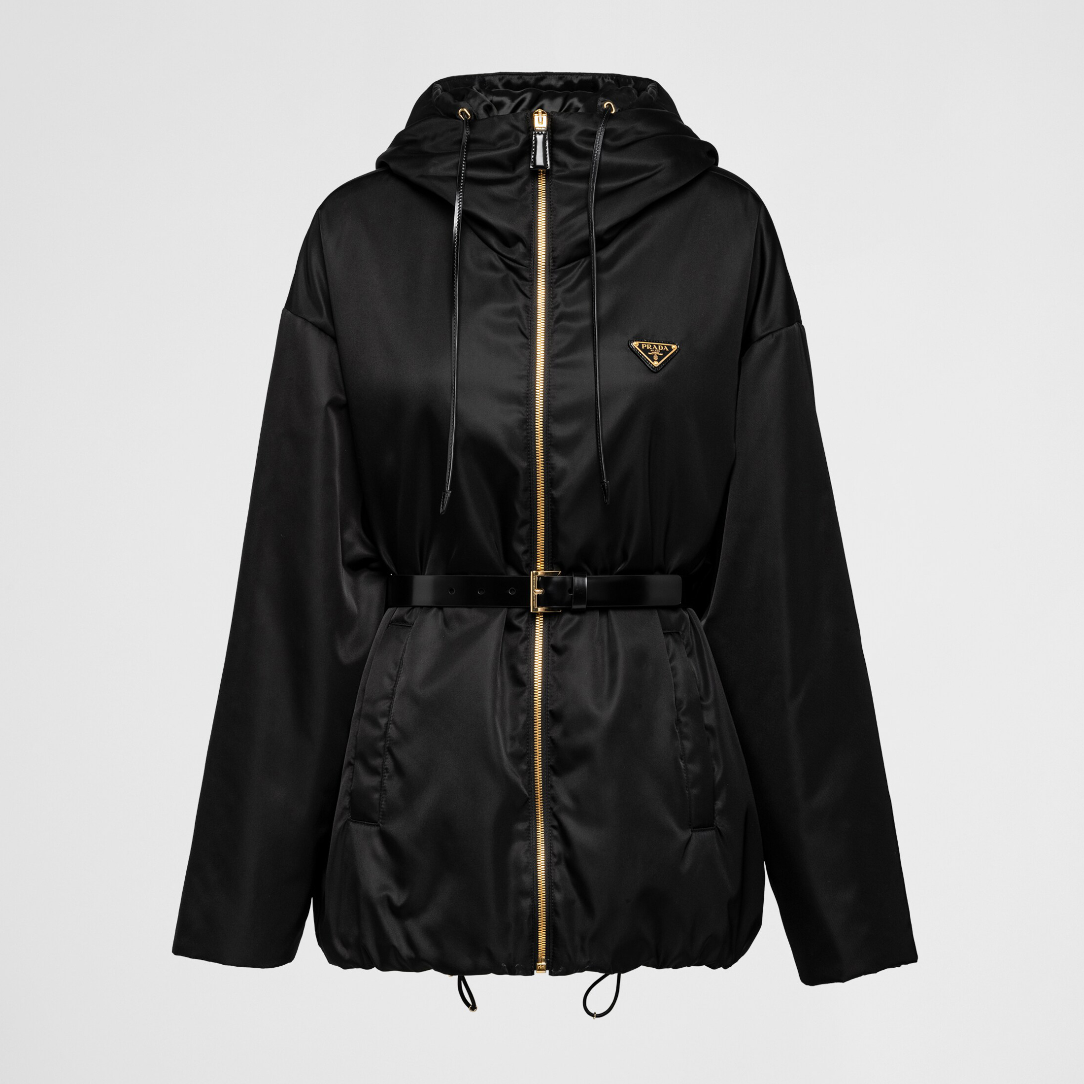 NIGO Prada Women's Spring and Autumn Black Drawstring Hooded Nylon Casual Zipper Jacket #nigo72581