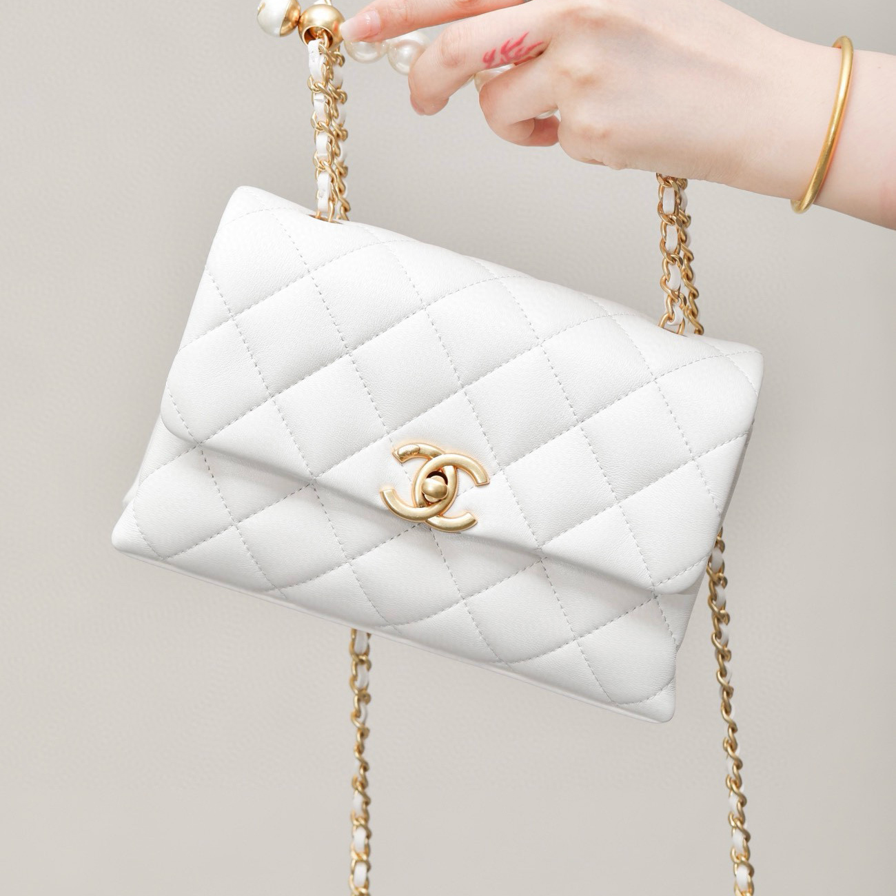 NIGO Chanel Women's Solid Color Gold Buckle Rhombus Strain Chain Leather Flap Bag Shoulder Crossbody Bags #nigo72598