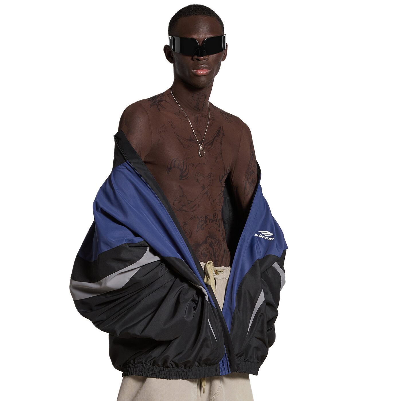 NIGO 3B Sports Icon Off Shoulder Balenciaga Men's and Women's Autumn and Winter Letter Logo Print Splicing Zip Loose Fit Long Sleeve Jacket #nigo72595