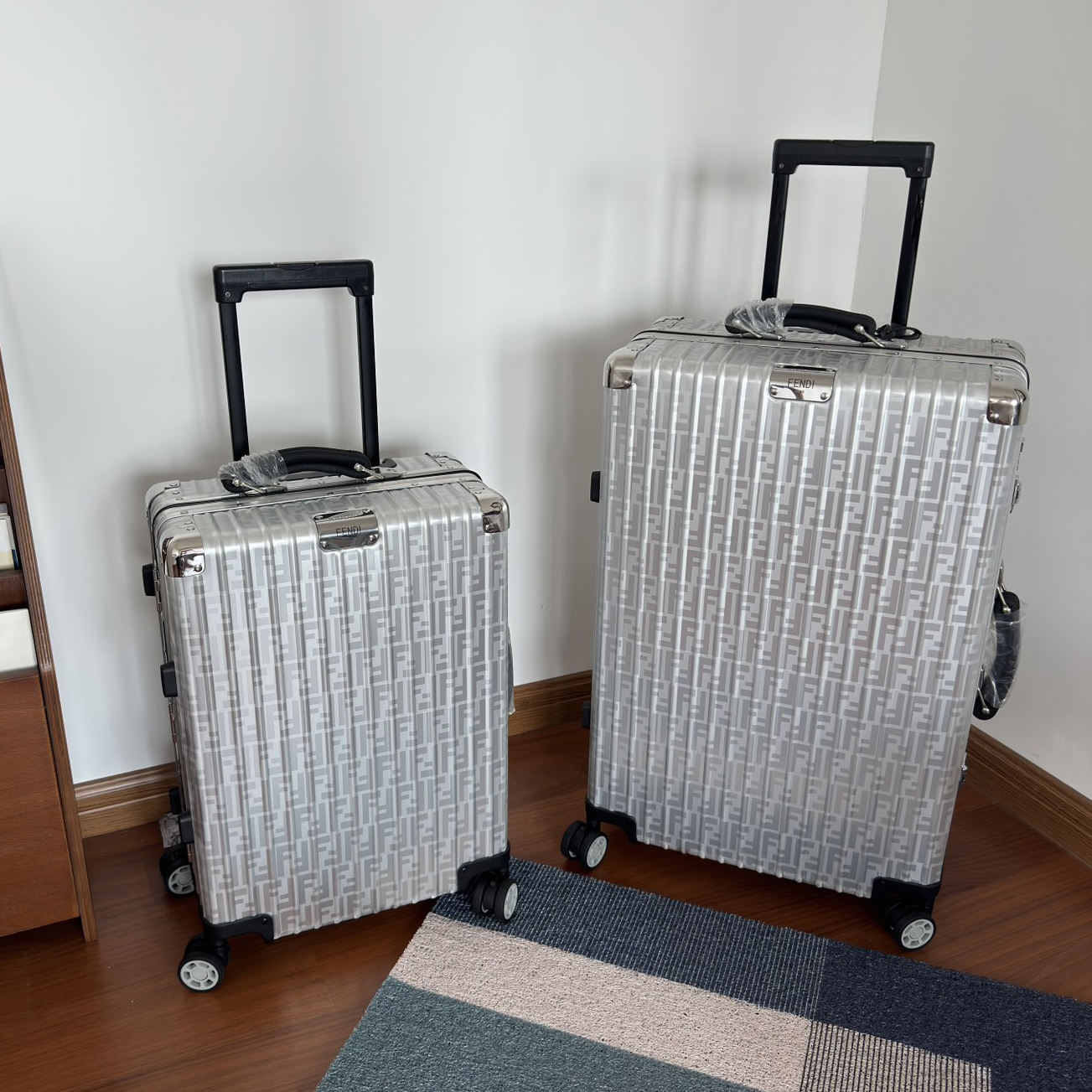 NIGO Fendi Men's Silver Monogrammed Luggage Trolley Case Bag Bags #nigo72618