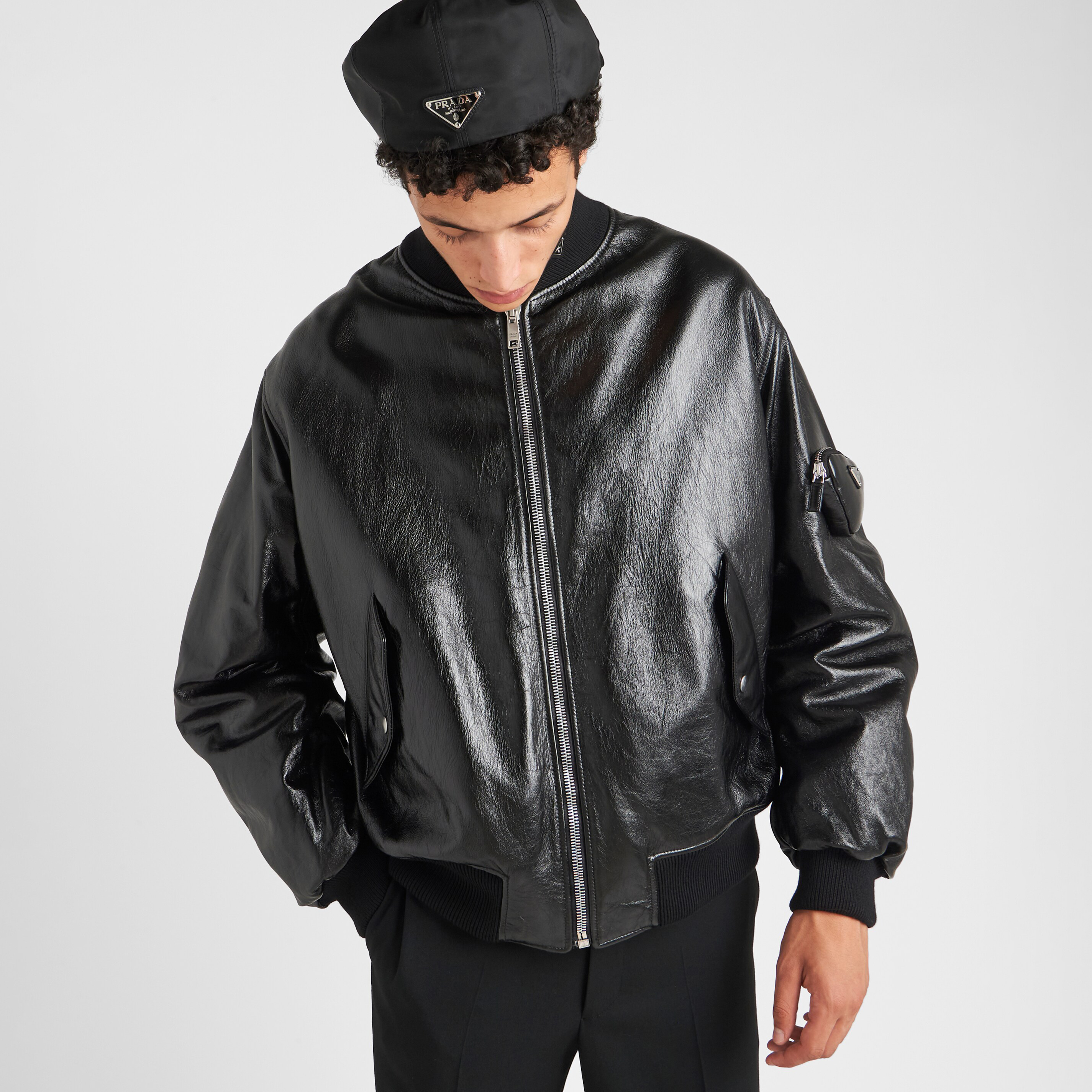 NIGO Prada Men's Autumn and Winter Black Letter Printed Zipper Long Sleeve Jacket #nigo72627