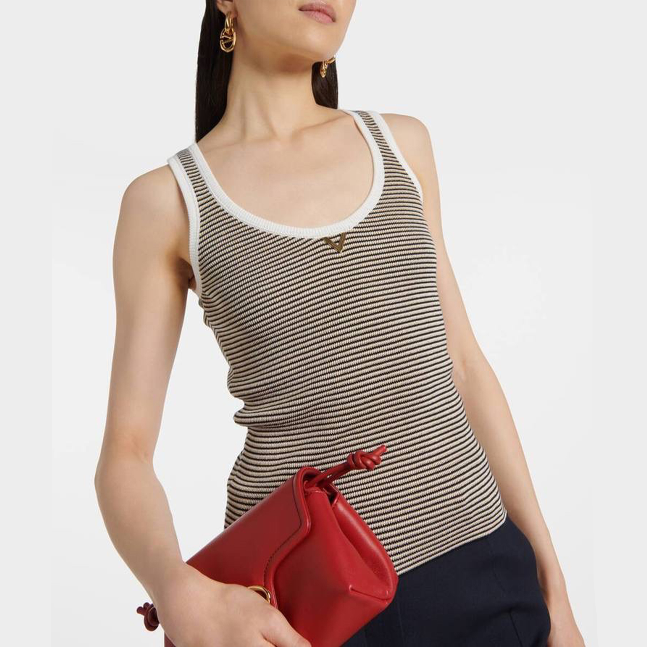 NIGO Valentino Women's Summer Striped Colorblocking Knit Vest Fashion Casual Fit Round Neck Top Ngvp #nigo8934