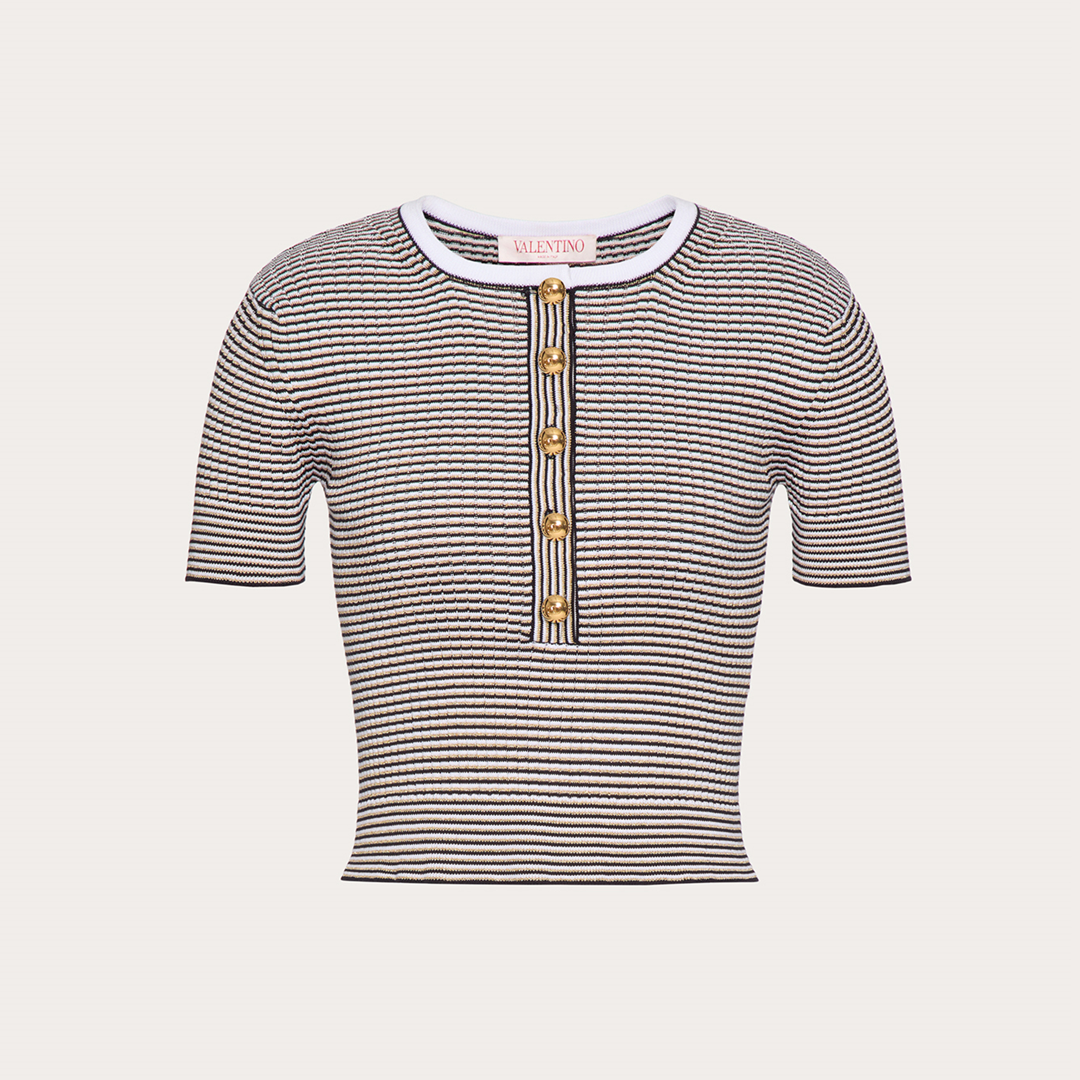 NIGO Valentino Women's Summer Striped Colorblocking Knit Short Sleeve Top Fashion Casual Fit Round Neck Button Down T-shirt Ngvp #nigo8937