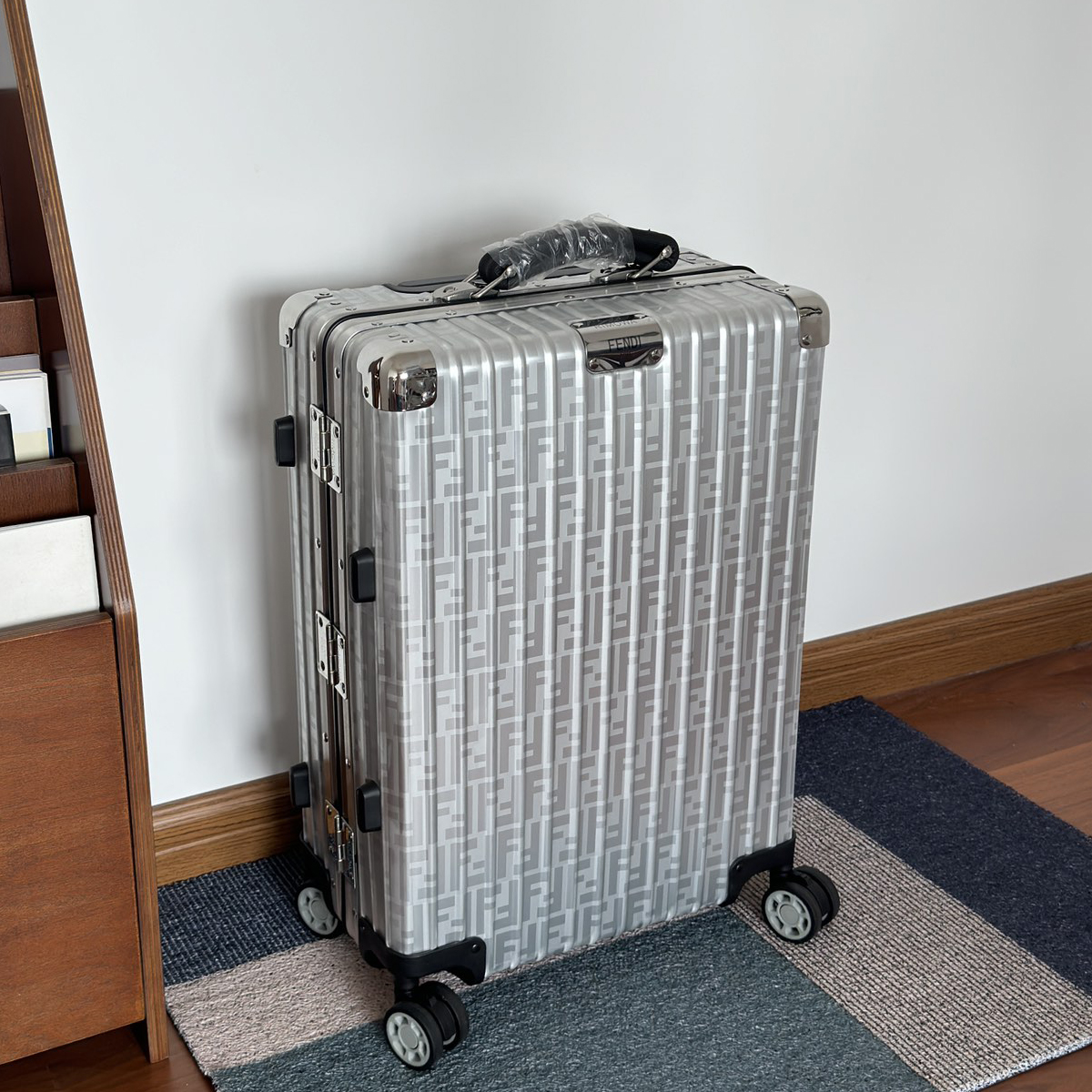 NIGO Fendi Men's Silver Monogrammed Luggage Trolley Case Bag Bags #nigo72618