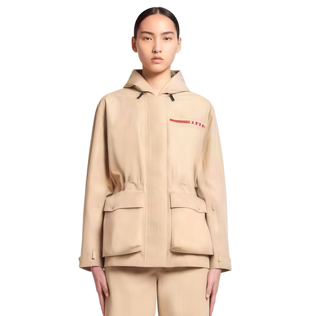 NIGO Prada Extreme-Tex Women's Autumn/Winter Monogrammed Striped Standing Collar Printed Zipper Long Sleeve Ski Jacket #nigo72622