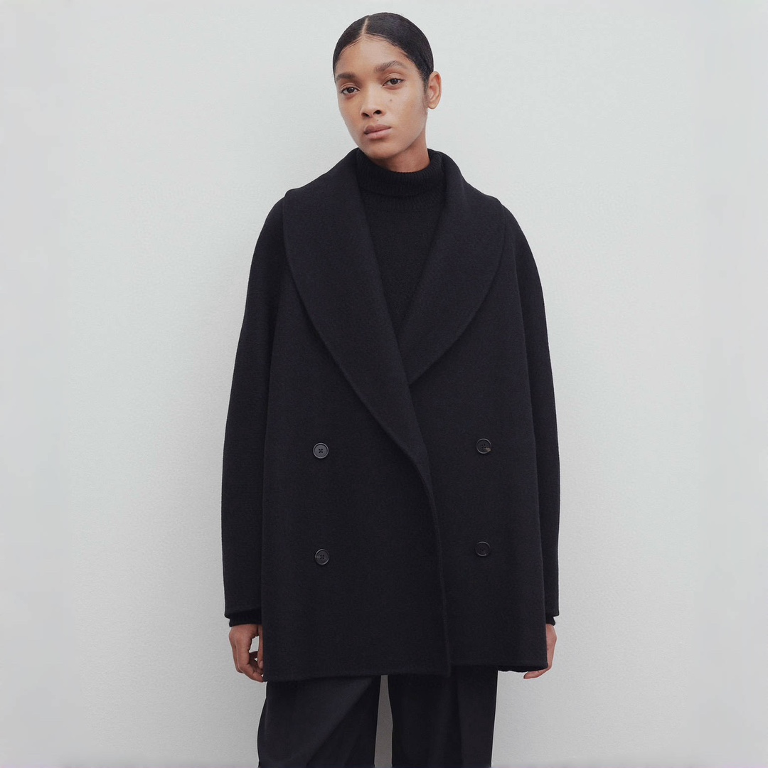 NIGO The Row Women's Spring And Autumn Solid Color Lapel Double Breasted Mid-Length Cashmere Wool Long Sleeve Fitted Jacket Coat Ngvp #nigo8858