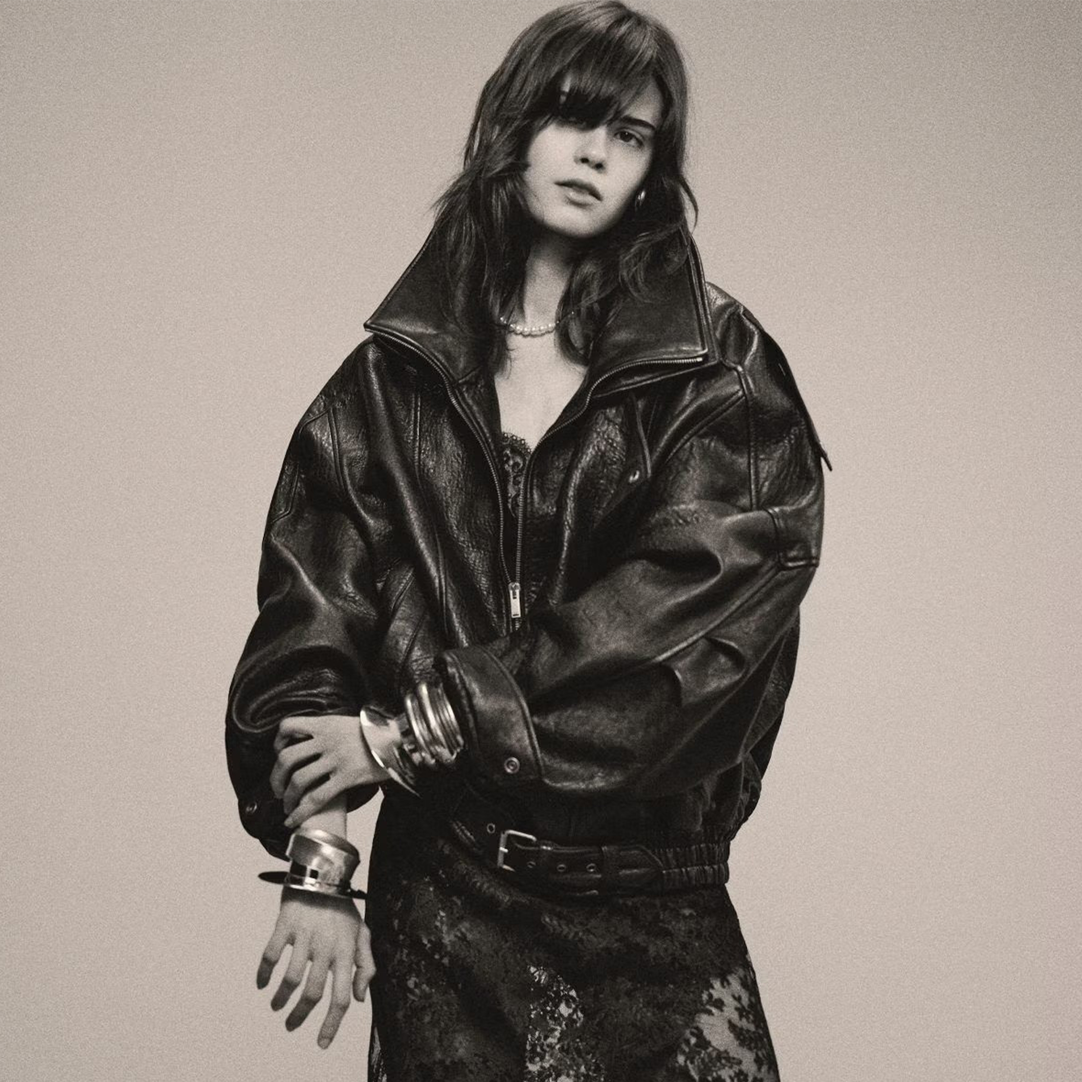 NIGO Saint Laurent Women's Spring, Fall And Winter Black Adjustable Belt Lapel Zipper Lambskin Long Sleeve Fitted Bomber Jacket Ngvp #nigo8859