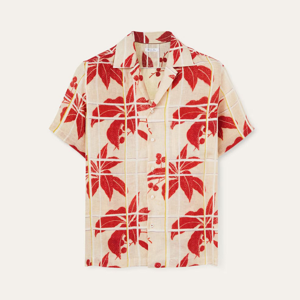 NIGO Loro Piana Men's Summer Patterned Printed Linen Lapel Fitted Tindaro Short Sleeve Shirt Ngvp #nigo8953