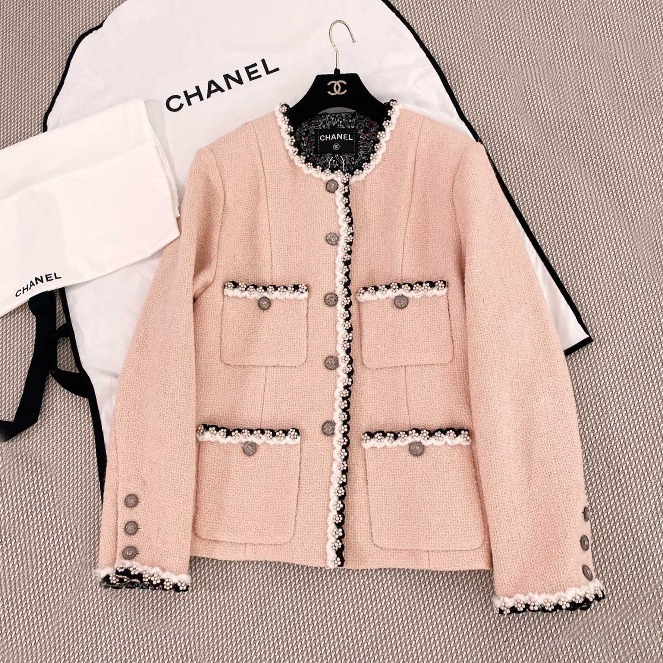 NIGO Chanel Women's Spring & Autumn Colorblocking Round Collar Tweed Single Breasted Long Sleeve Fitted Multi-Pocket Jacket CoatNgvp #nigo8817