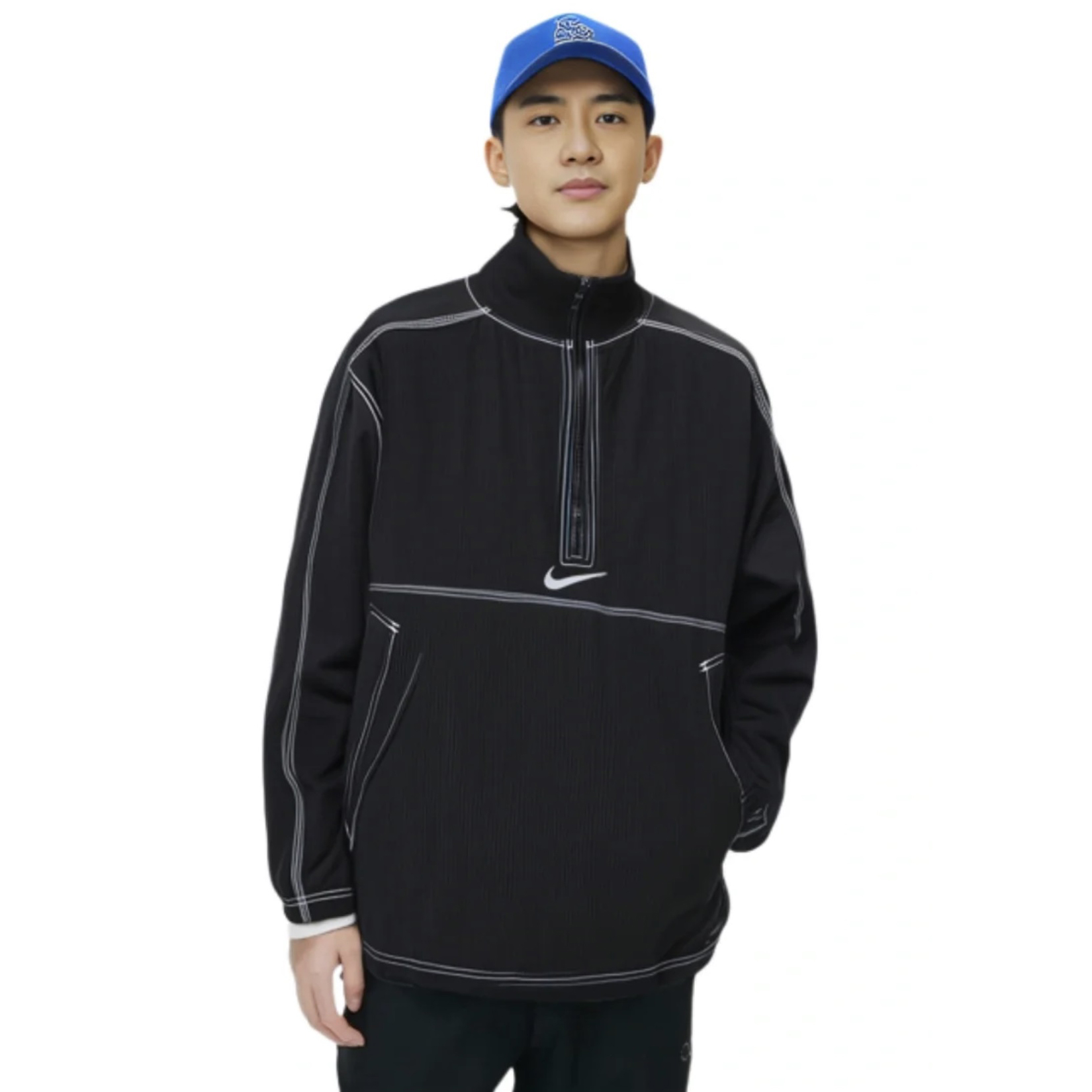 NIGO Supreme x Nike Men's And Women's Spring And Fall Solid Color Half-zip Pullover Jacket Pants Set Suit #nigo72636