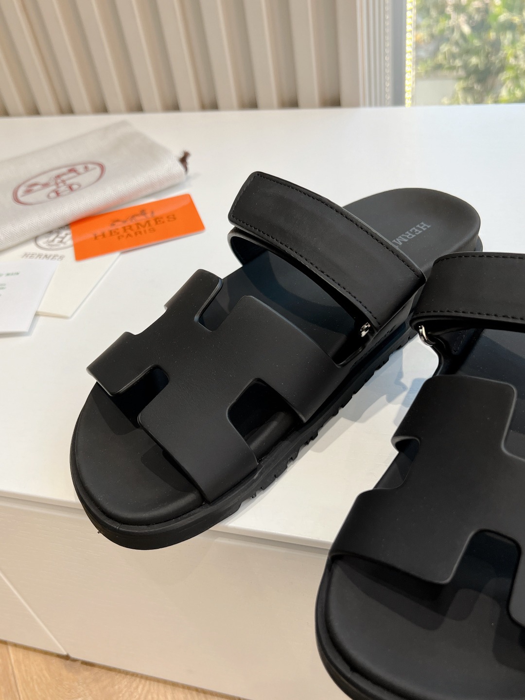 NIGO Hermes Men's Women's Fashion Casual Comfortable Letter Logo Slippers Black Deerskin Sandals Shoes #nigo71389