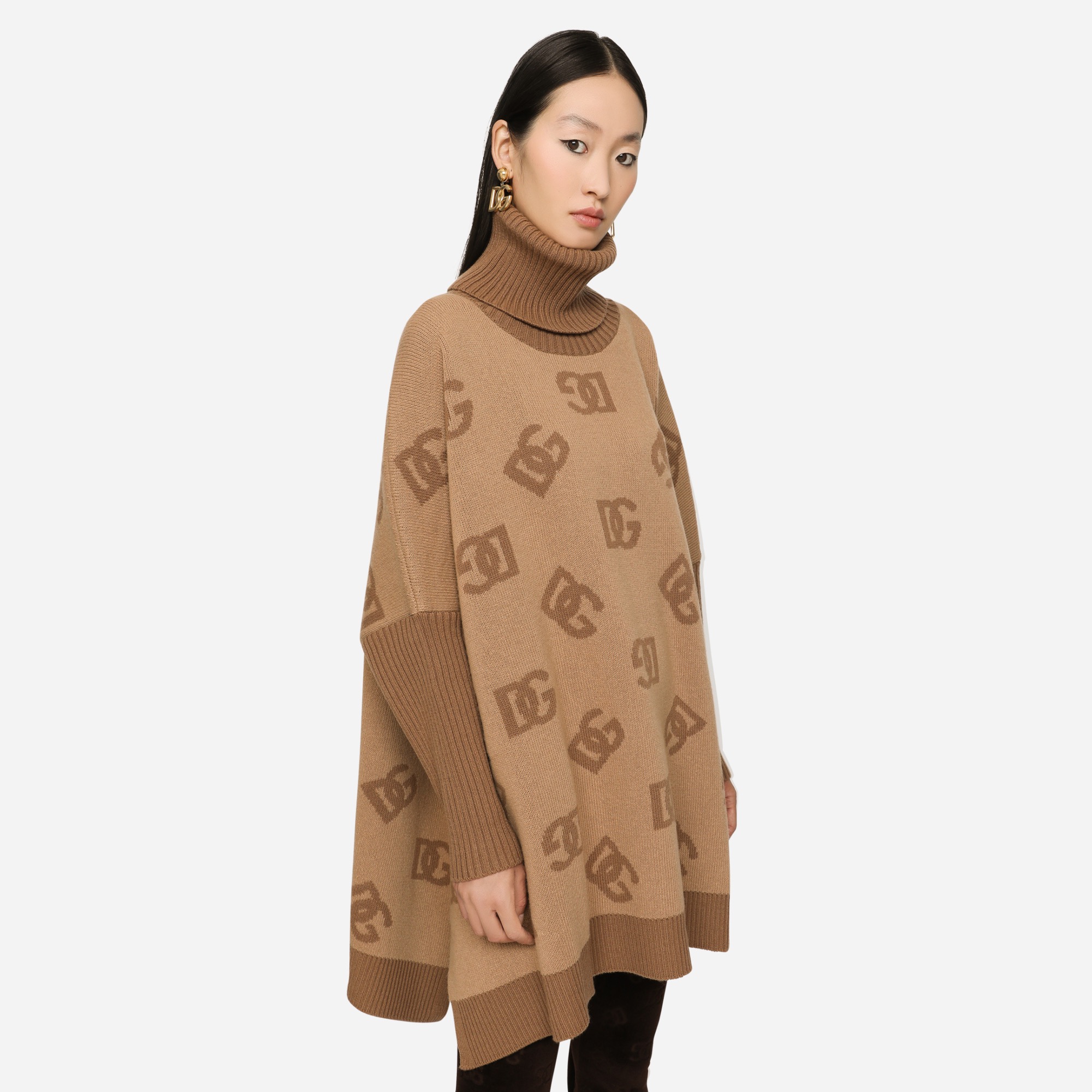 NIGO Dolce&Gabbana Women's Spring and Autumn Khaki Wool Turtleneck Sweater Pullover #nigo72652