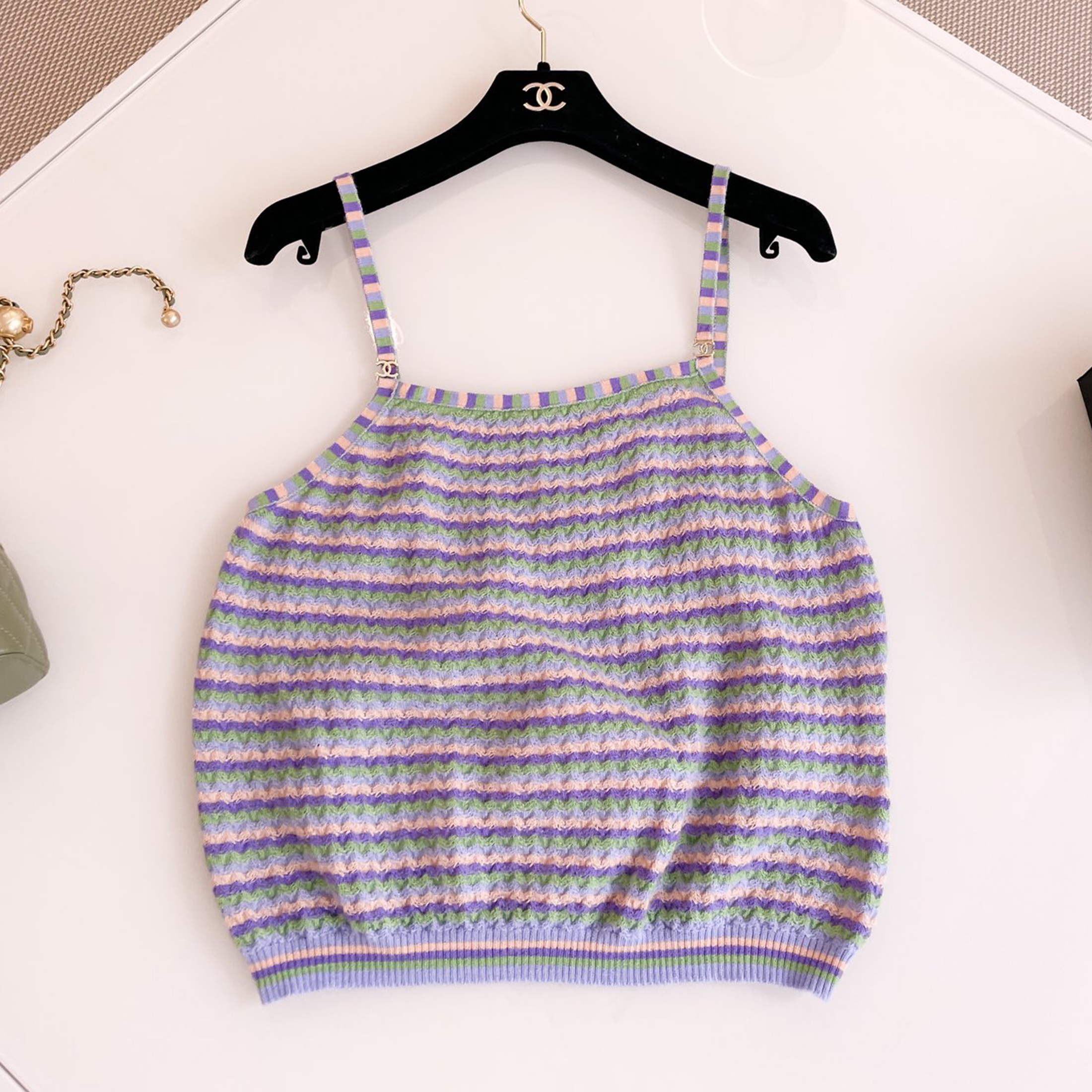 NIGO Chanel Women's Spring Summer Colorful Striped Knitted Vest Sleeveless Camisole Logo Fashion Top Ngvp #nigo8947