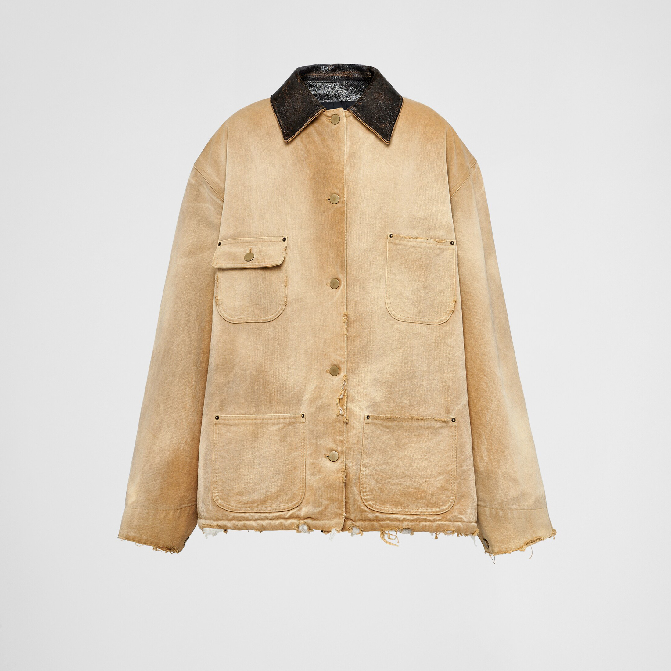 NIGO Prada Women's Men's Vintage Gradient Fashion Canvas Cotton Jacket Single Breasted Leather Collar Casual Jacket Ngvp #nigo8945