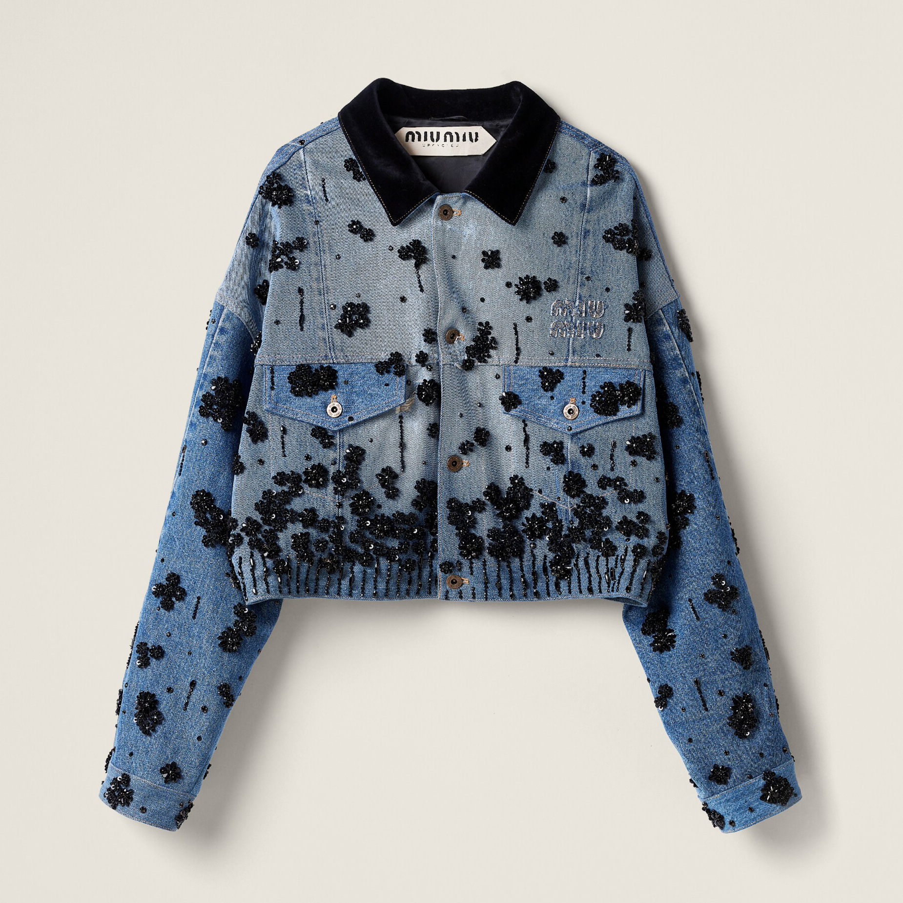 NIGO MiuMiu Women's Spring And Fall Logo Embroidery Single Breasted Lapel Short Casual Denim Jacket #nigo72664