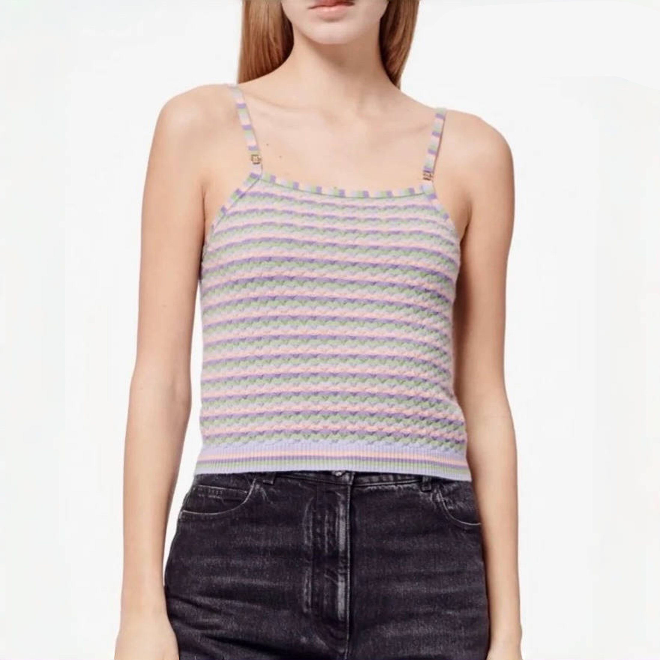 NIGO Chanel Women's Spring Summer Colorful Striped Knitted Vest Sleeveless Camisole Logo Fashion Top Ngvp #nigo8947
