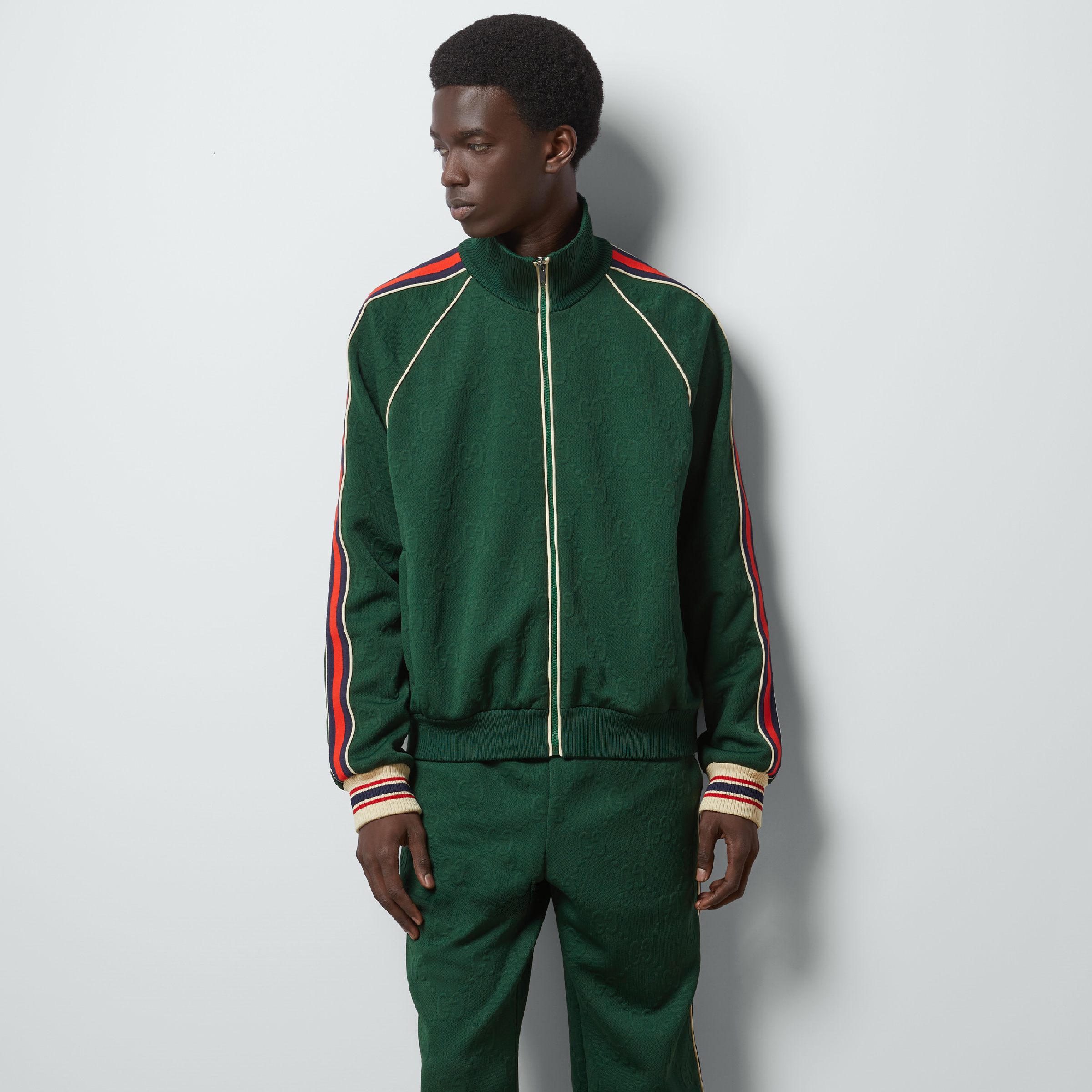 L NIGO Women's Men's Spring and Fall Logo Letter Stripe Zipper Long Sleeve Jacket Drawstring Sweatpants Pants Suit Set