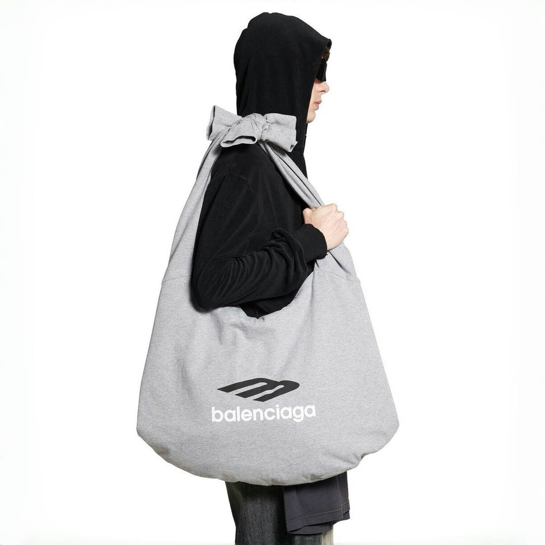 NIGO Balenciaga New Jersey Men's Gray Monogrammed Plain Knit Hobo Handbag Shoulder Crossbody Bag Bags #nigo72678