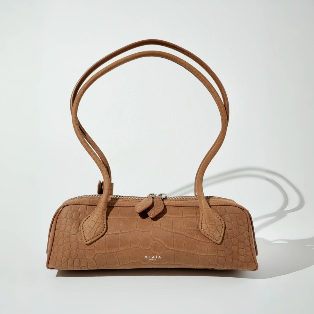 NIGO Alaia Women's Le-Teckel Cowhide Long Handle Handbag Solid Color Zipper Casual Shoulder Bag Bags #nigo72687