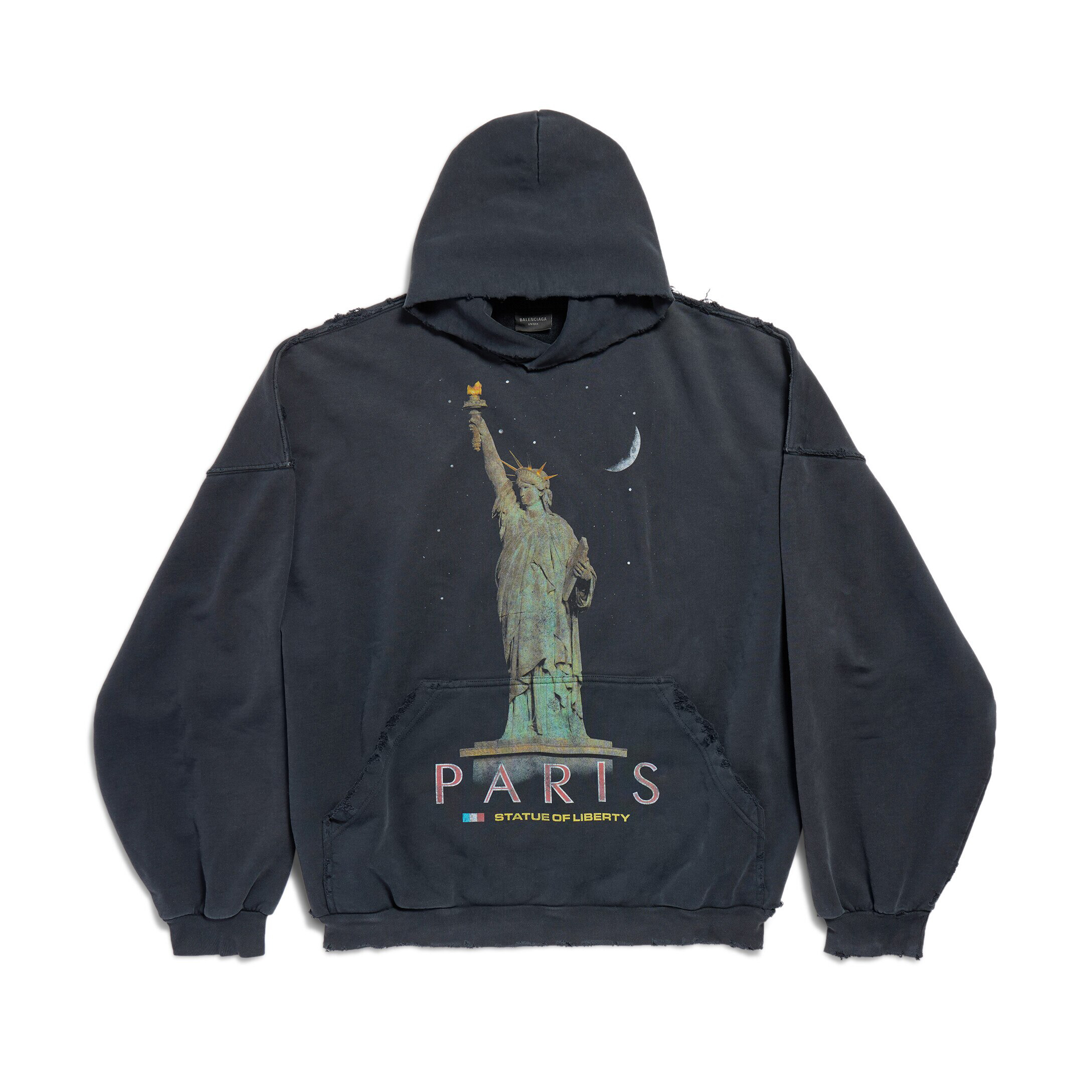 NIGO Balenciaga Men's Spring And Autumn High Street Cotton PARIS LIBERTY Black Loose Old Torn Hooded Sweatshirt Ngvp #nigo8964