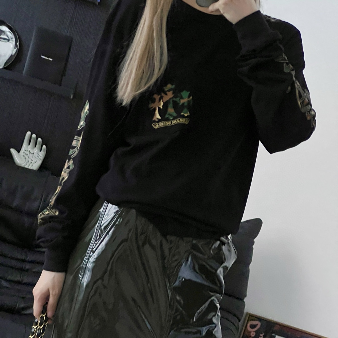 NIGO Chrome Hearts Men's and Women's Spring and Autumn Camouflage Print Logo Print Casual Round Neck Cotton Pullover Sweatshirt #nigo72693