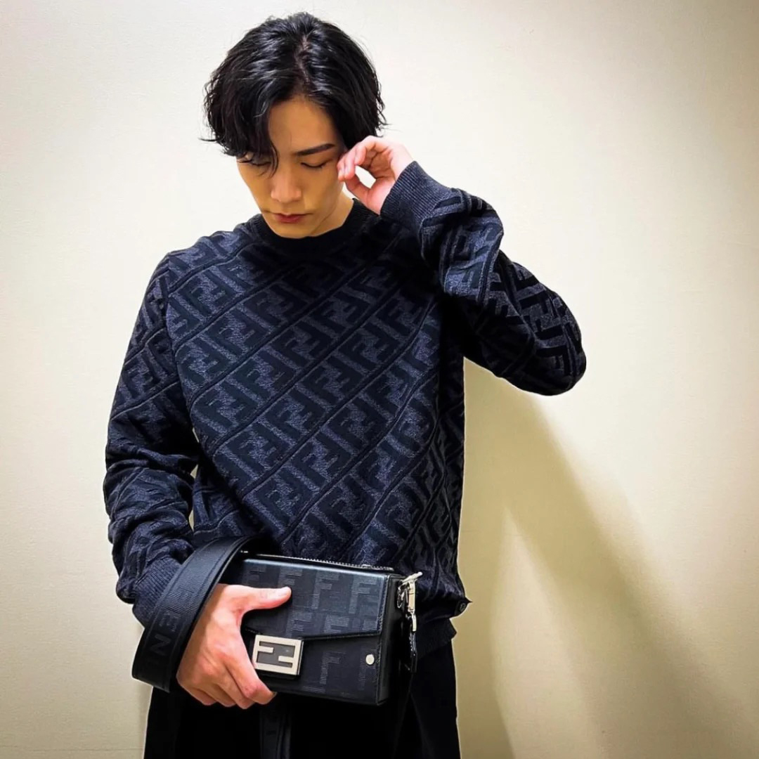 NIGO Fendi Men's Autumn and Winter Black Letter Logo Full Print Knit Pullover Long Sleeve Sweater Sweatshirt #nigo72723