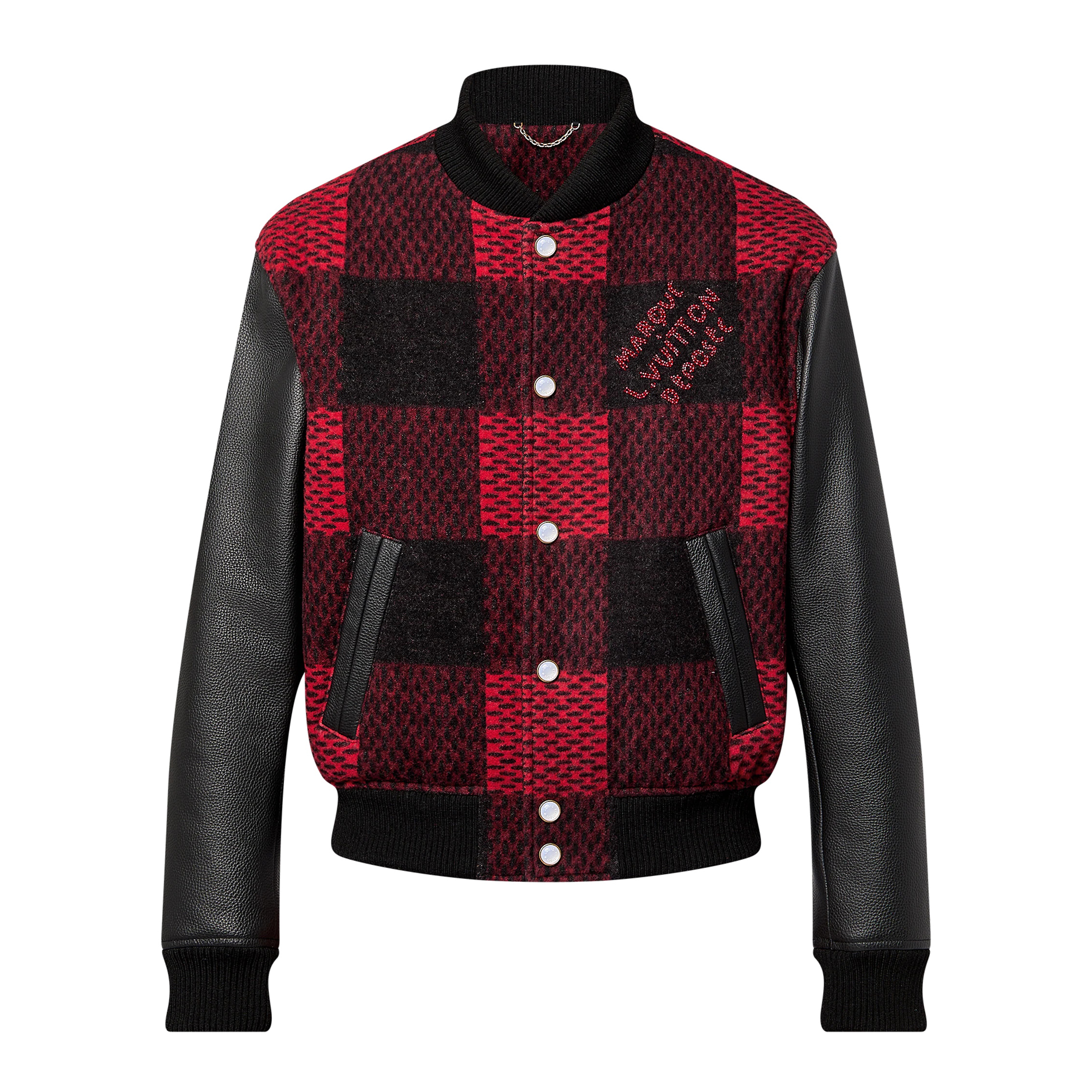 NIGO Louis Vuitton Men's Fall and Winter Black and Red Checkered Logo Letter Embroidered Drawstring Jacket #nigo72719
