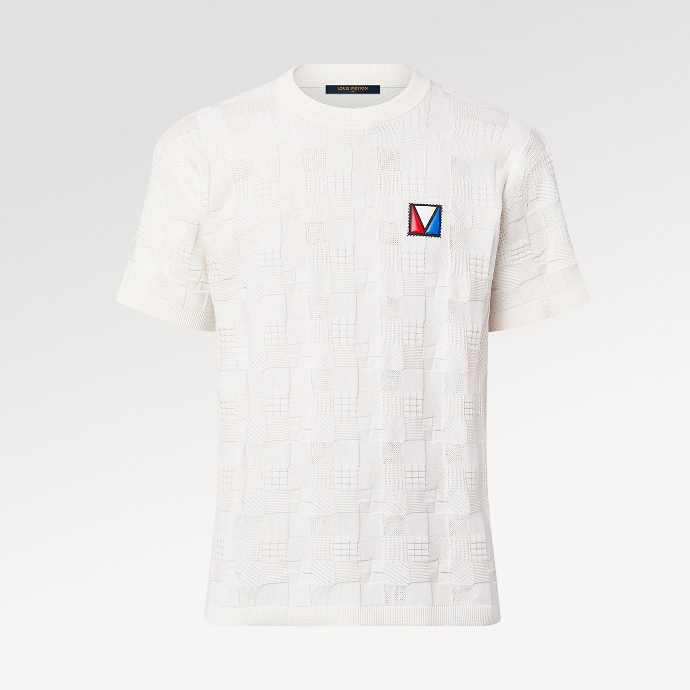 NIGO Louis Vuitton Men's Spring Summer Autumn Cotton Round Neck Knit Short Sleeve Top Damier Weave Gaston Logo Athletic Casual T-shirt Ngvp #nigo9114