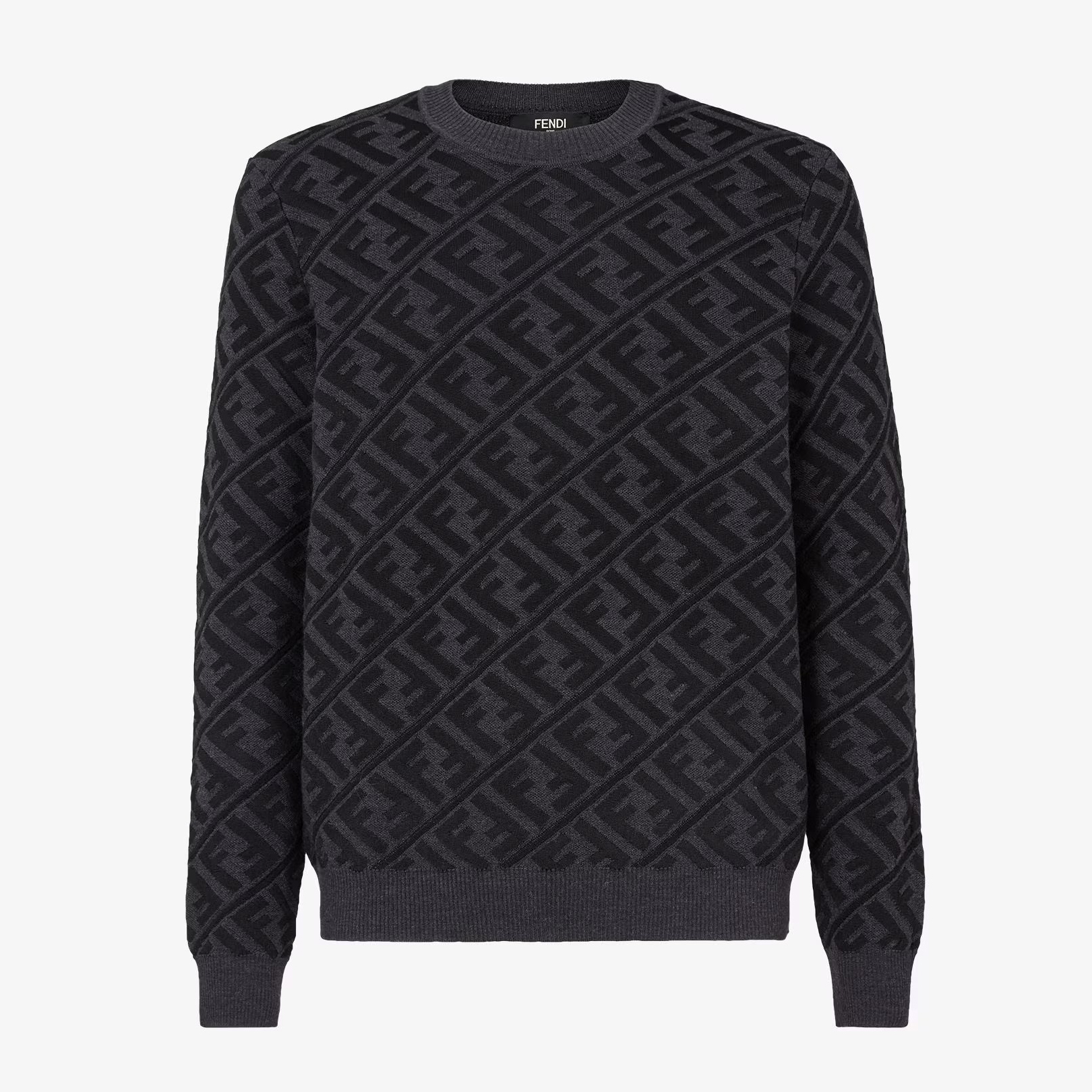 NIGO Fendi Men's Autumn and Winter Black Letter Logo Full Print Knit Pullover Long Sleeve Sweater Sweatshirt #nigo72723