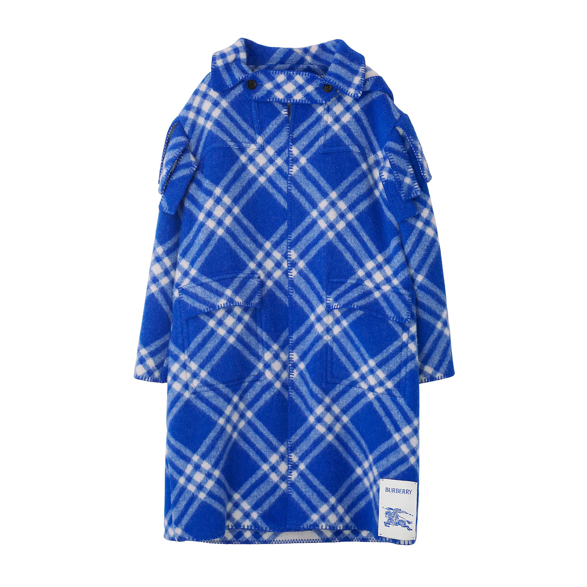 NIGO Burberry Men's Autumn and Winter Plaid Wool Blanket Poncho Hooded Single Breasted Pocket Long Sleeve Coat Jacket #nigo72717