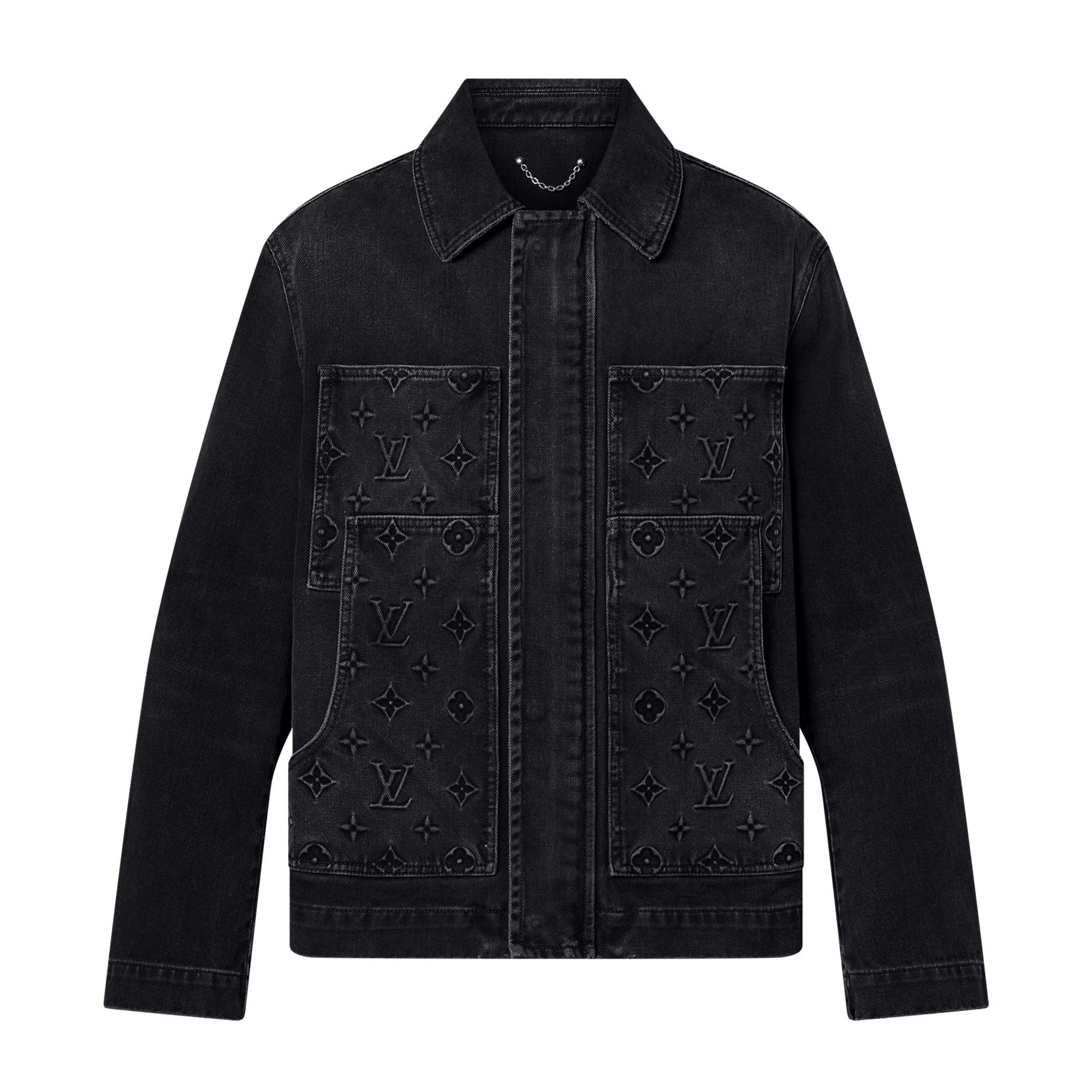 NIGO Louis Vuitton Men's Fall/Winter Black Letter Print Logo Lapel Casual Denim Jacket #nigo72731