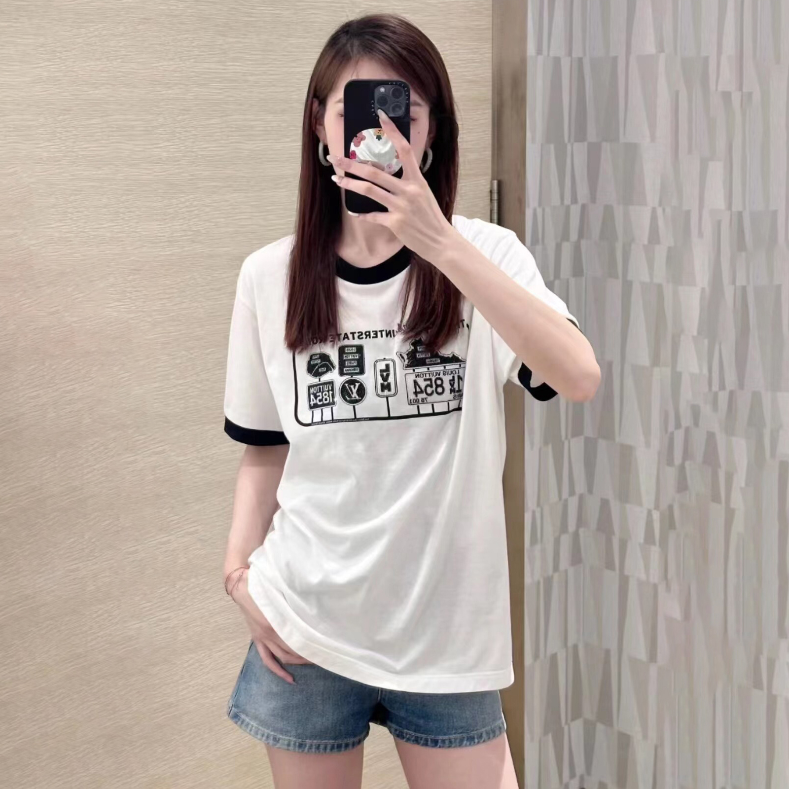 NIGO Louis Vuitton Men's And Women's Summer White Logo Letters Road Signs Printed Casual Cotton Round Neck Short Sleeve T-shirt #nigo72739