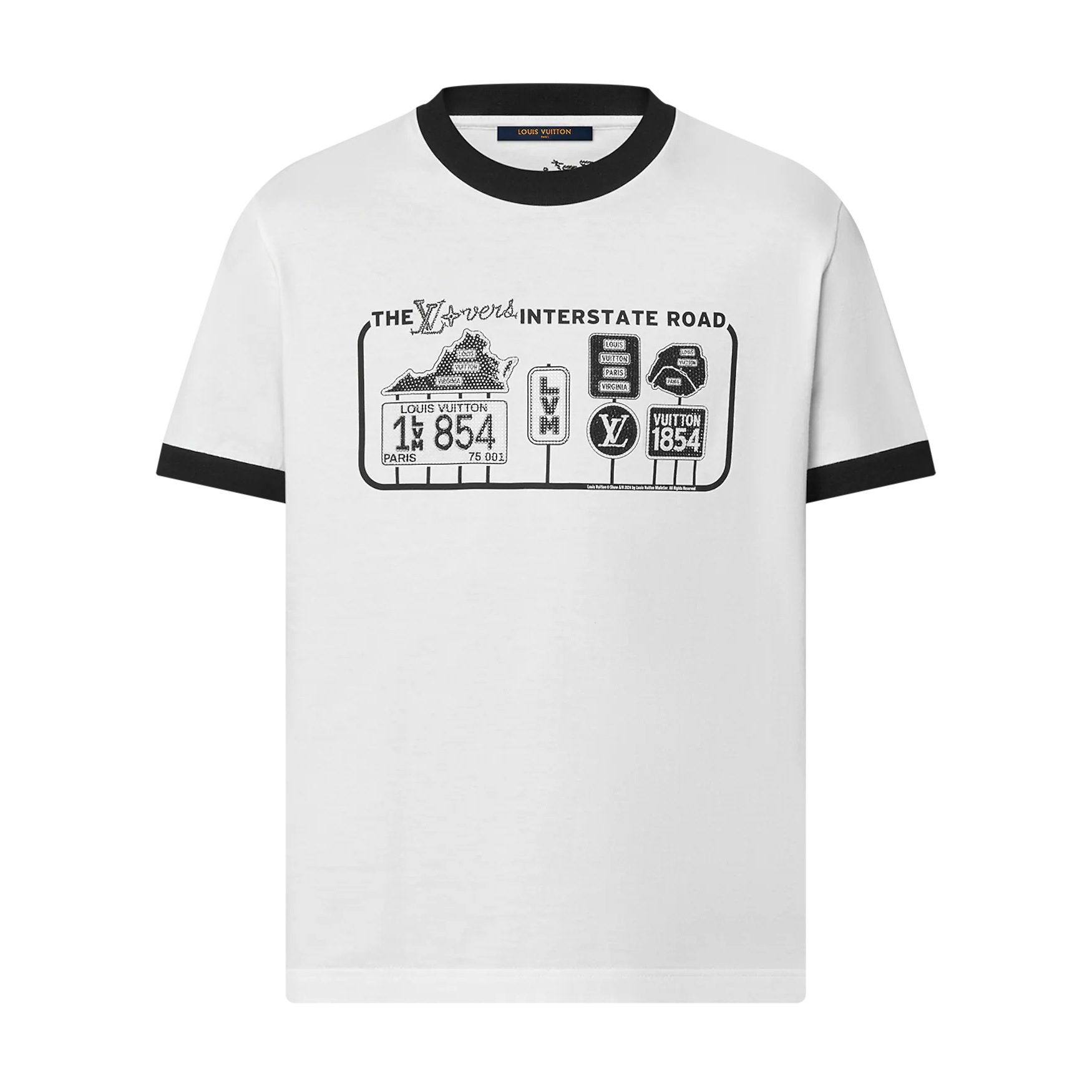 NIGO Louis Vuitton Men's And Women's Summer White Logo Letters Road Signs Printed Casual Cotton Round Neck Short Sleeve T-shirt #nigo72739