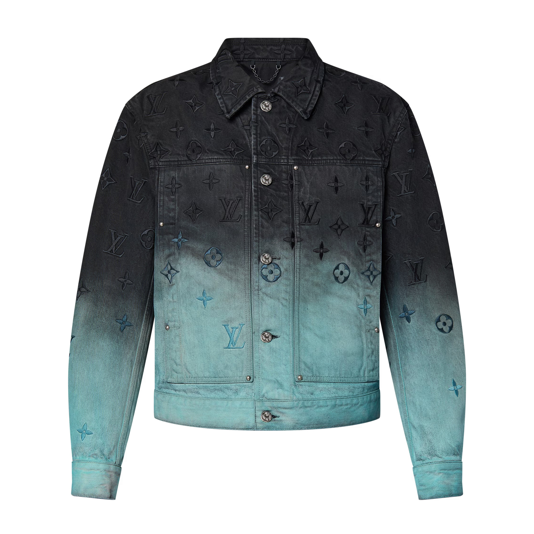 NIGO Louis Vuitton Men's Fall and Winter Logo Embroidery Gradient Single Breasted Long Sleeve Denim Jacket #nigo72741