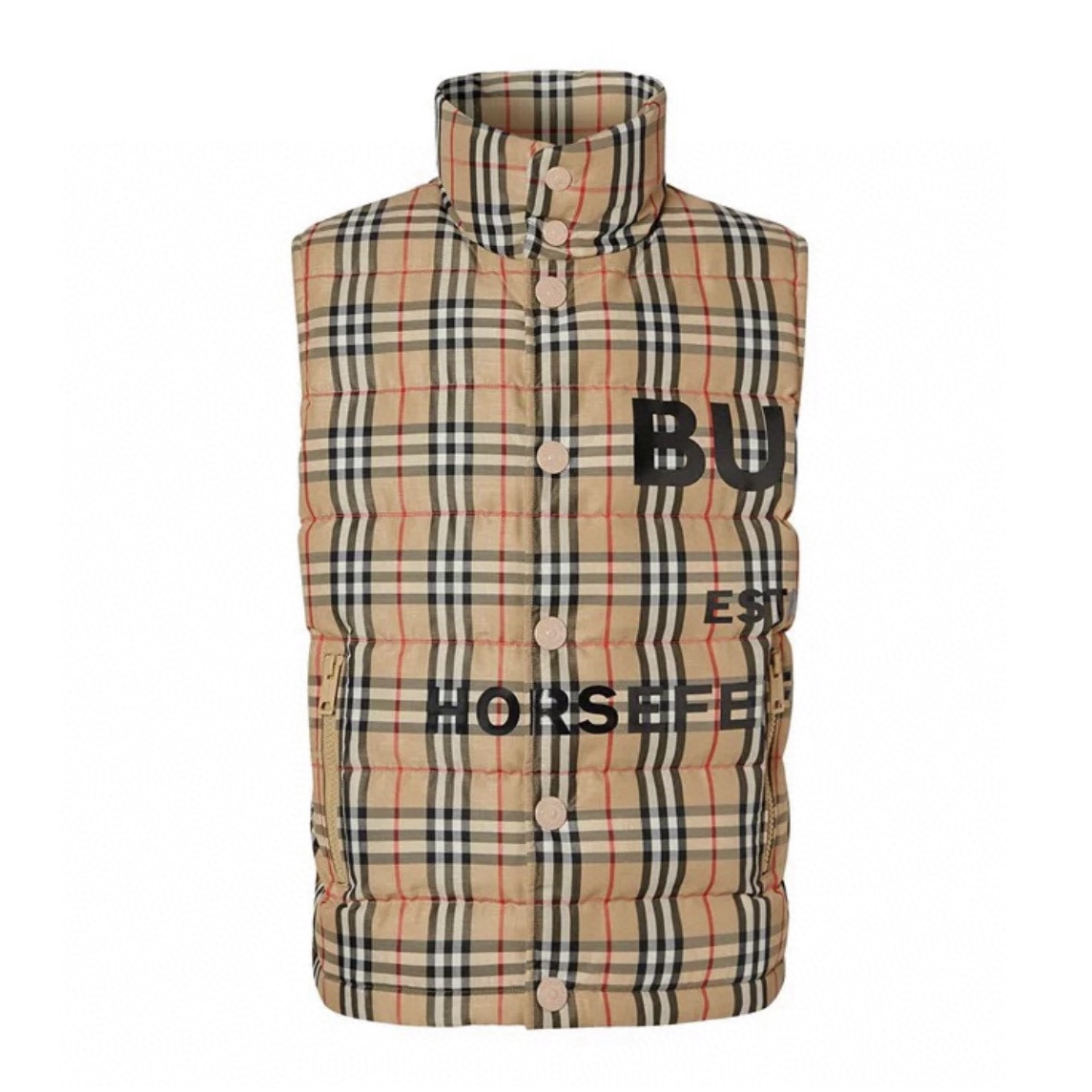 NIGO Burberry Men's Women's Spring And Winter Stand-Up Collar Single-Breasted Solid Color Plaid Fitted Puffer Down Vest #nigo71414