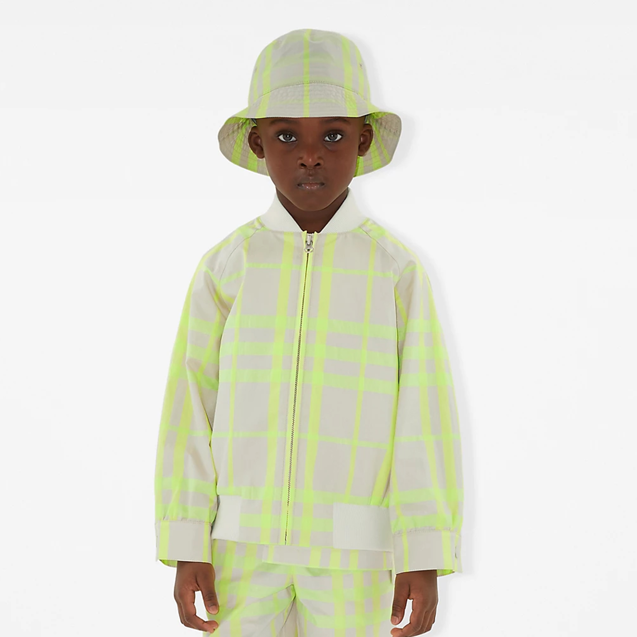 NIGO Burberry Kid's Spring And Autumn Solid Color Plaid Cotton Blend Baseball Collar Zipper Long Sleeve Bomber Jacket #nigo31332