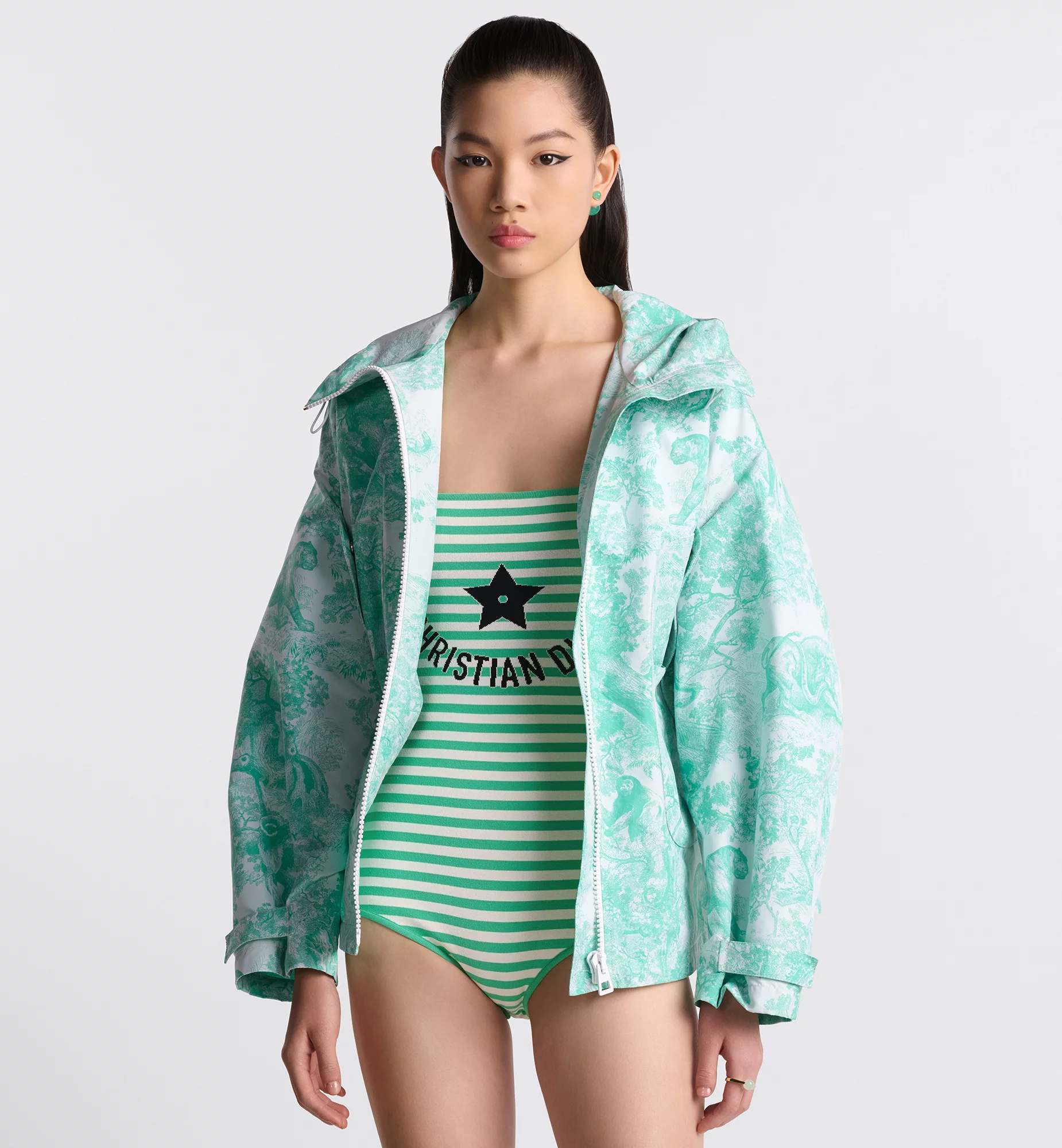 NIGO Dior Women's Spring and Autumn Animal Pattern Full Print Hooded Zipper Loose Long Sleeve Jacket #nigo72759