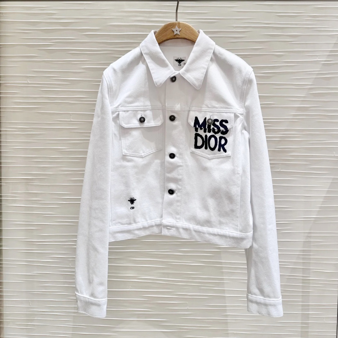 NIGO Dior Women's Spring Summer Logo Letter Printed White Single Breasted Denim Jacket #nigo72762