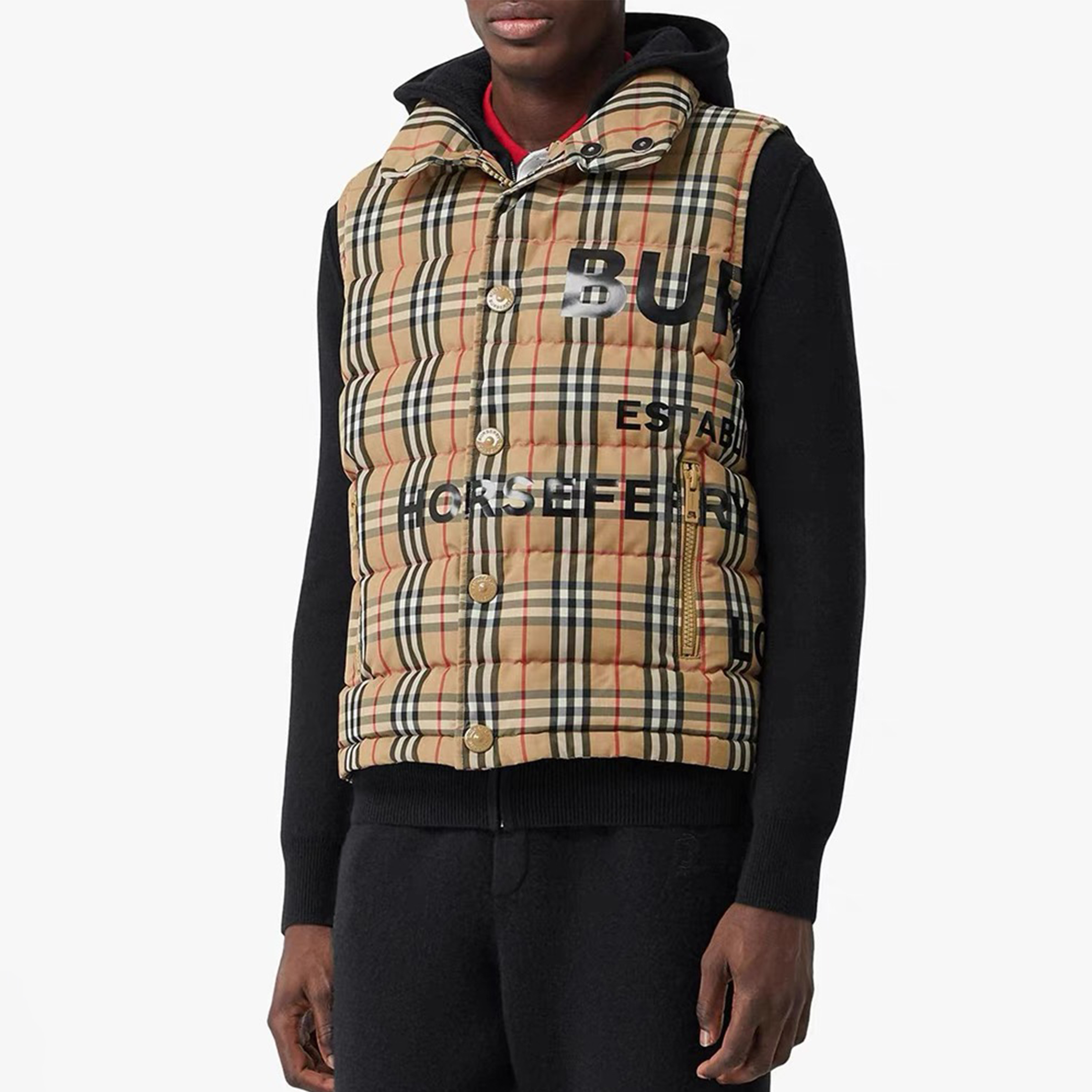 NIGO Burberry Men's Women's Spring And Winter Stand-Up Collar Single-Breasted Solid Color Plaid Fitted Puffer Down Vest #nigo71414