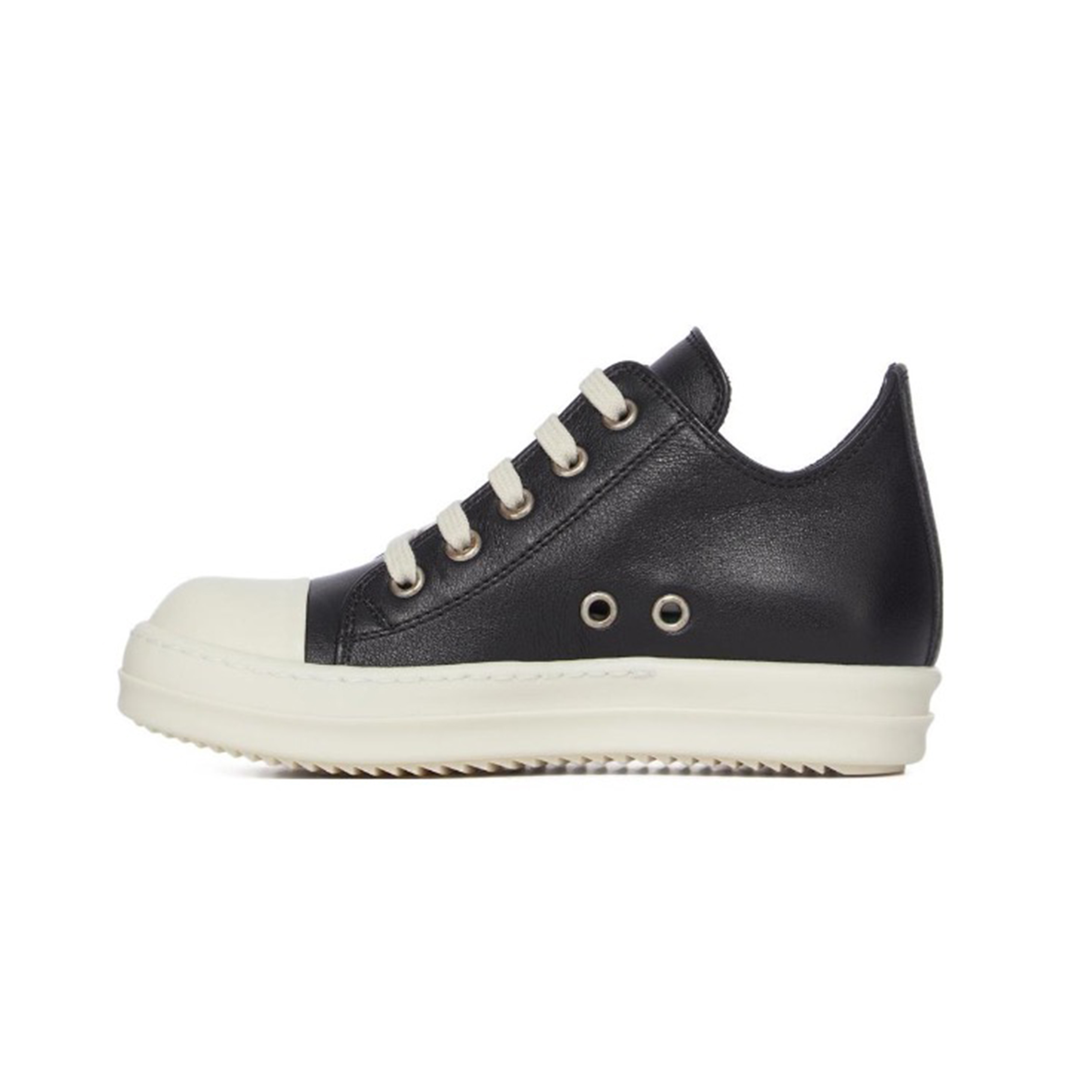 NIGO Rick Owens Kid's Four Seasons Retro Cowhide Low Top Round Toe Lace Up Black Casual Shoes #nigo31333