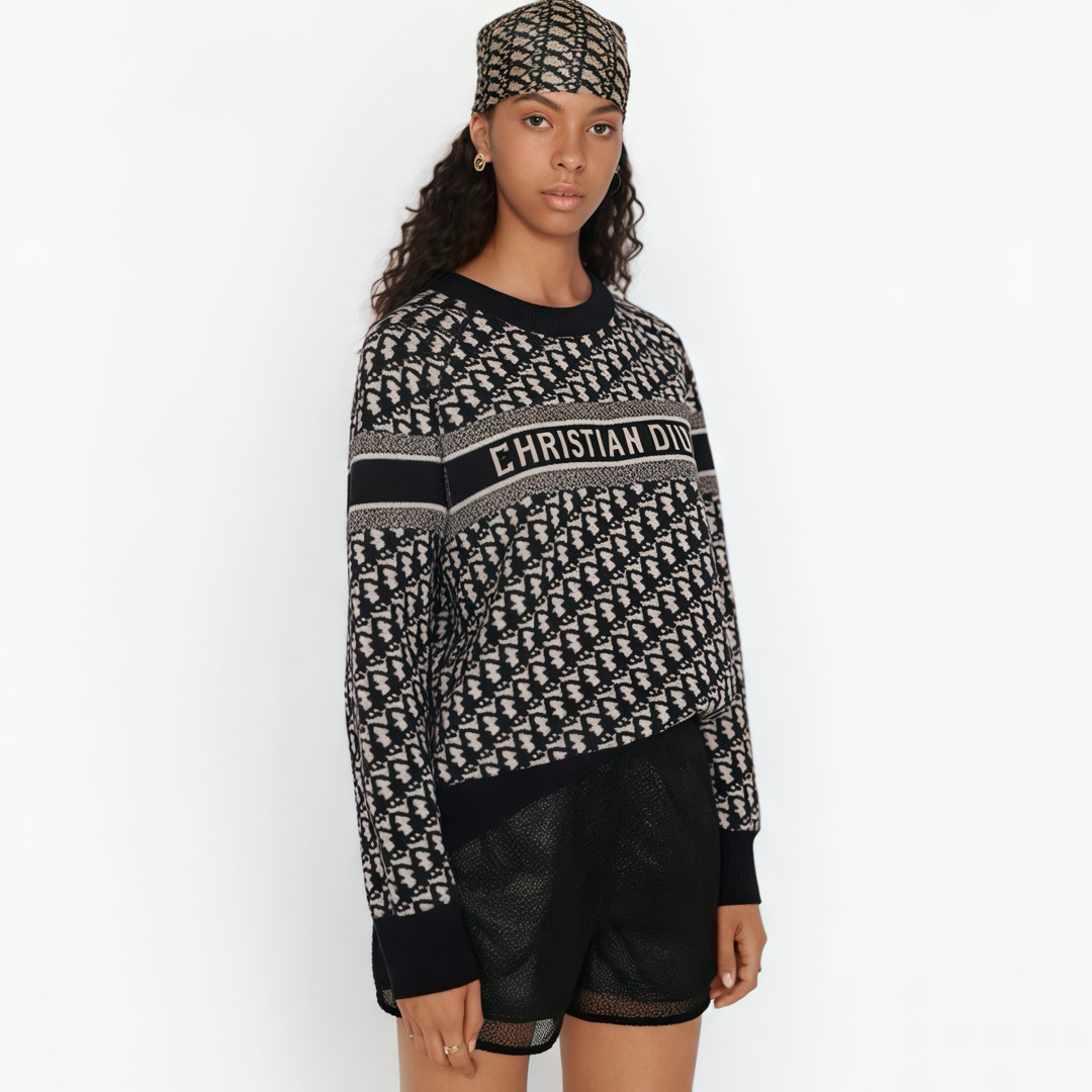 NIGO Dior Men's And Women's Fall And Winter Letters Logo Reversible Round Neck Long sleeved Knit Sweater #nigo72749