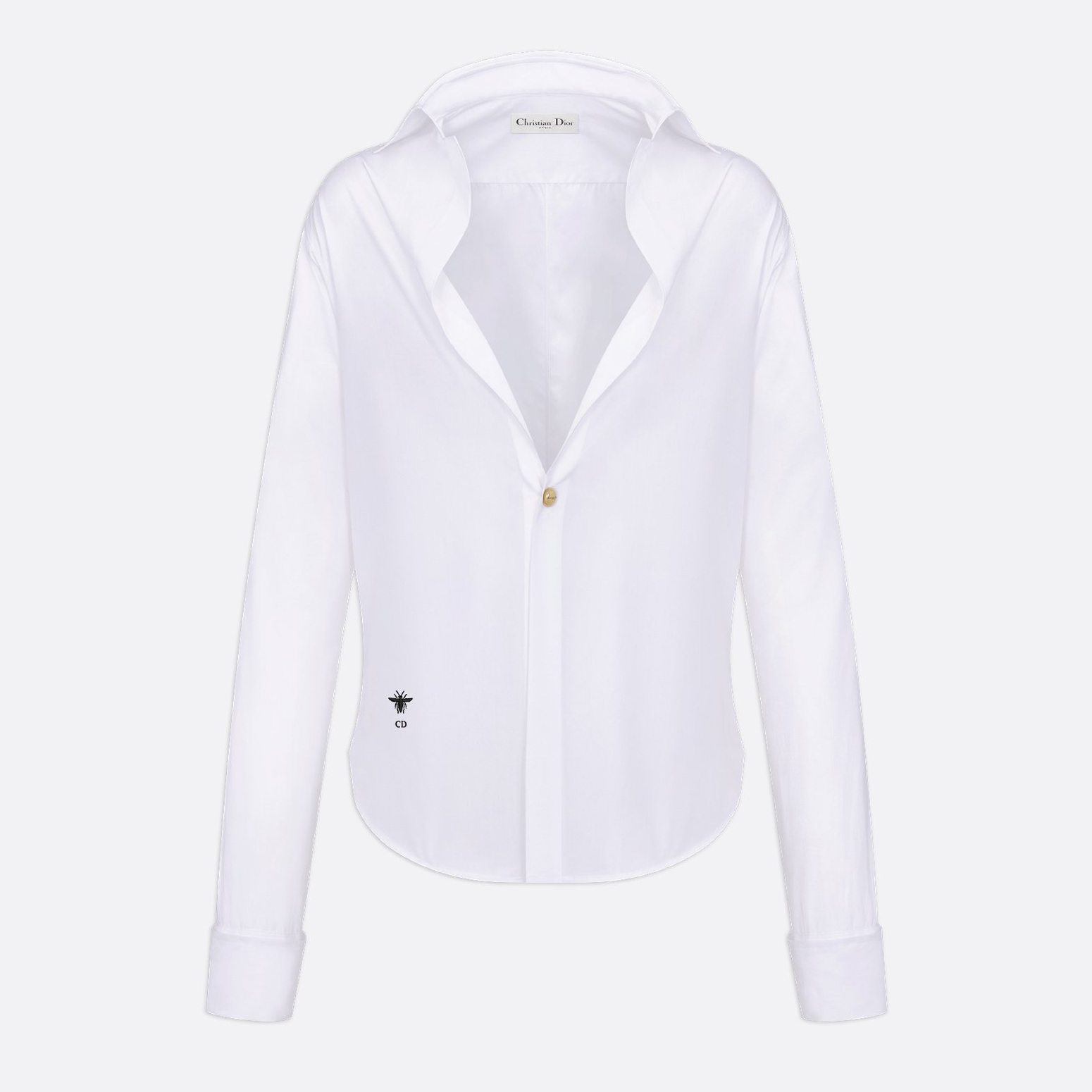NIGO Dior Women's Spring and Autumn Solid Color Logo Embroidery White Lapel Long Sleeve Shirt #nigo72764