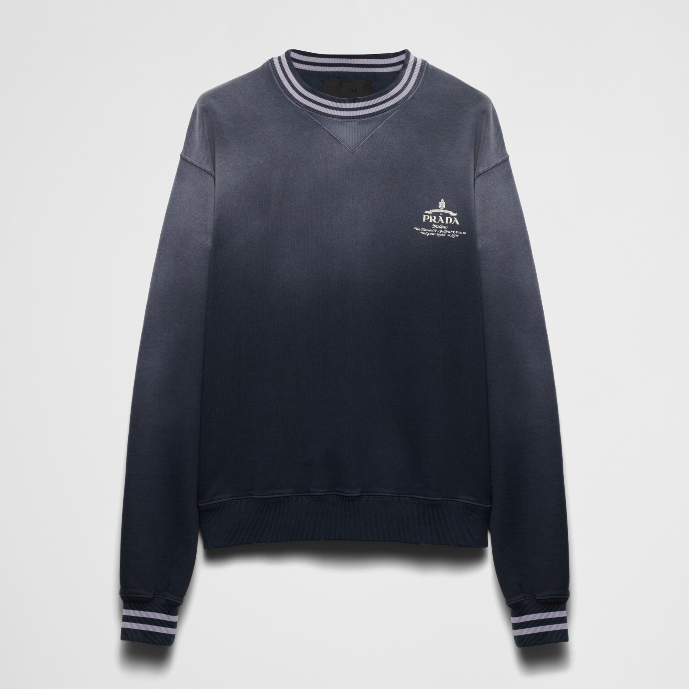 NIGO Prada Men's Spring and Autumn Logo Printed Striped Trim Round Neck Cotton Pullover Long Sleeve Sweatshirt #nigo72771