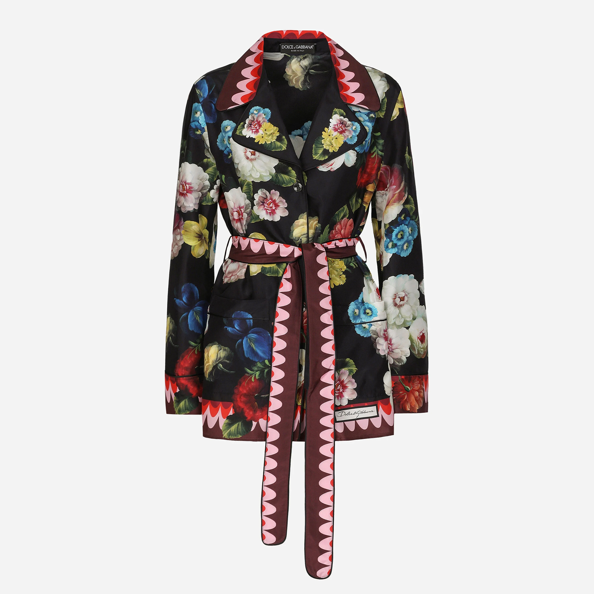 NIGO Dolce&Gabbana Women's Spring And Fall Nocturnal Flower Printed Silk Lapel Tie Single-Breasted Twill Pajamas Long-Sleeved Shirt Ngvp #nigo9164