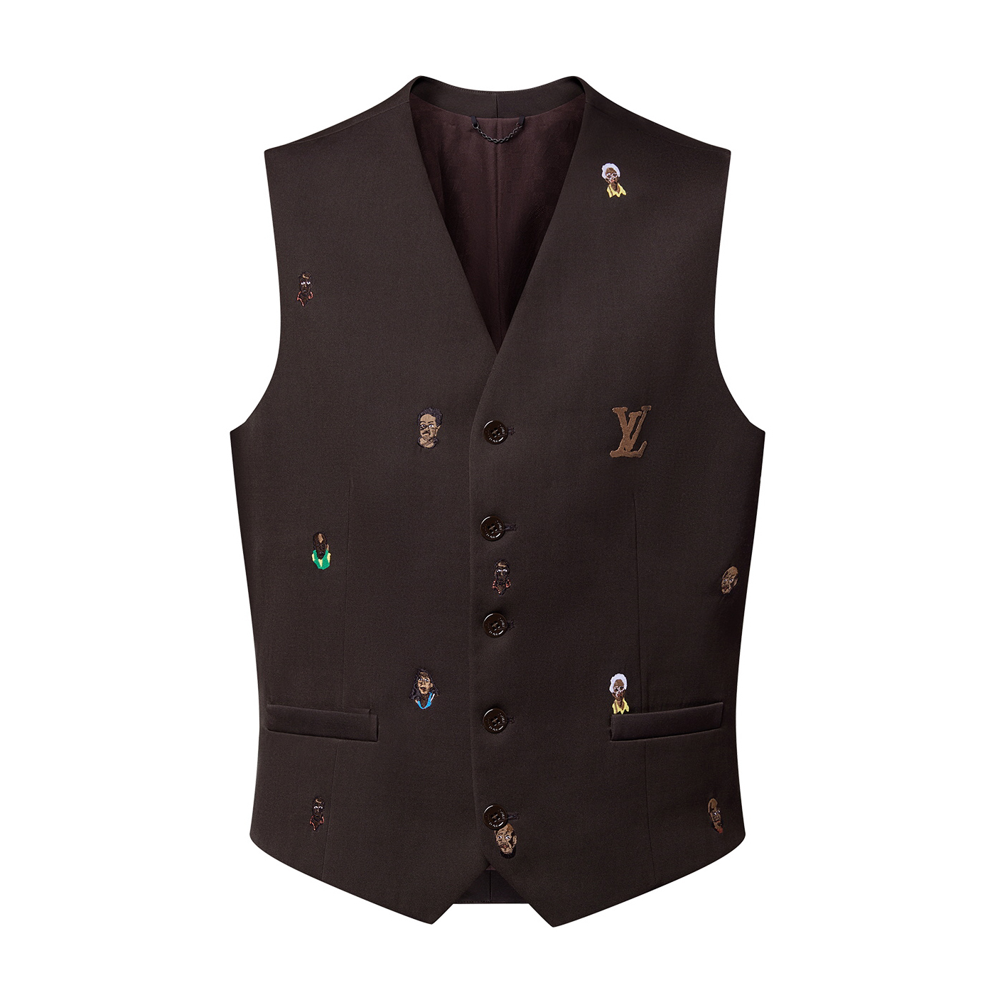 NIGO Louis Vuitton Men's Spring and Autumn Brown Logo Embroidery V-Neck Single Breasted Suit Vest #nigo72773
